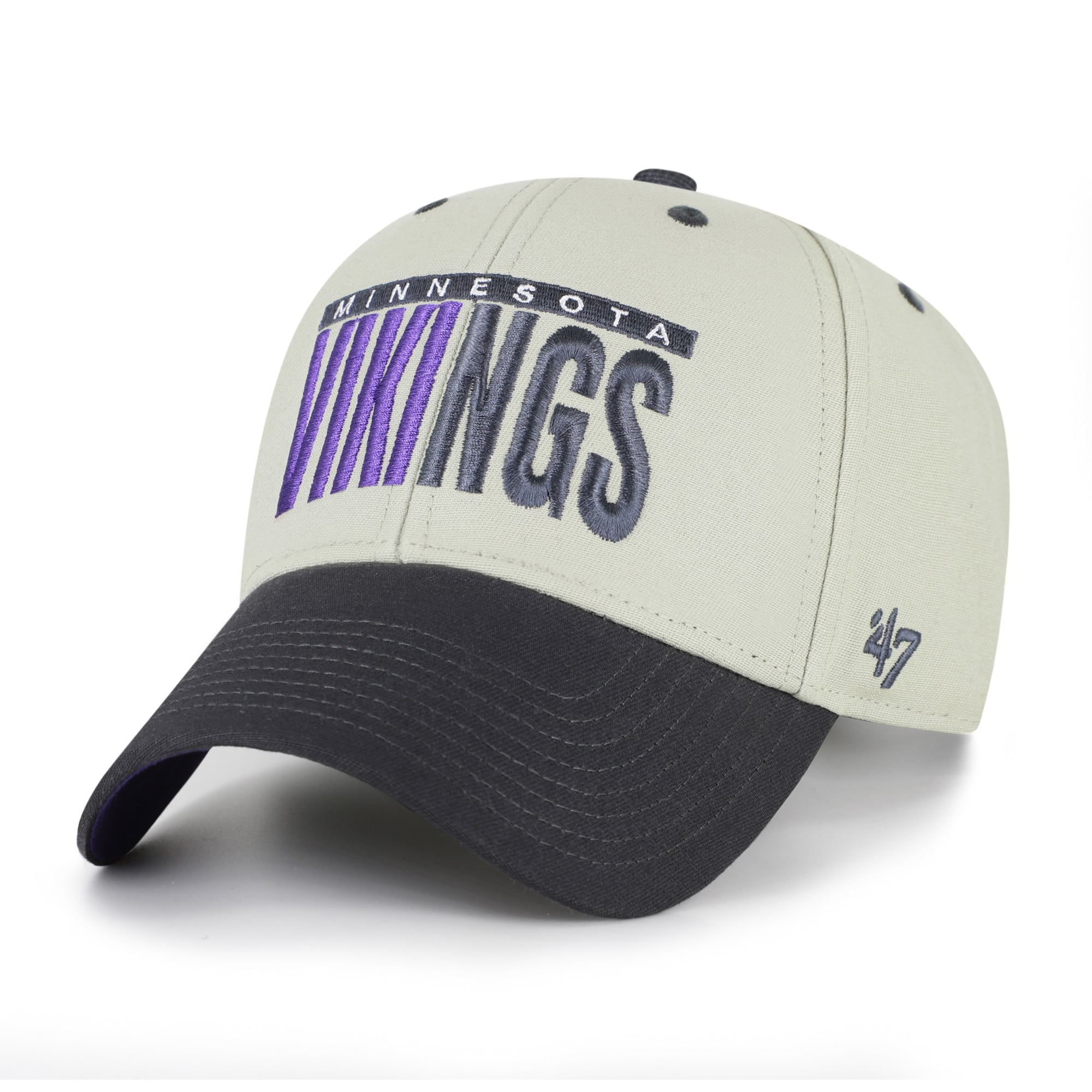 Casquette ajustable Minnesota Vikings MVP grise/noire pour homme, modèle 47, inscription demi-bloc.