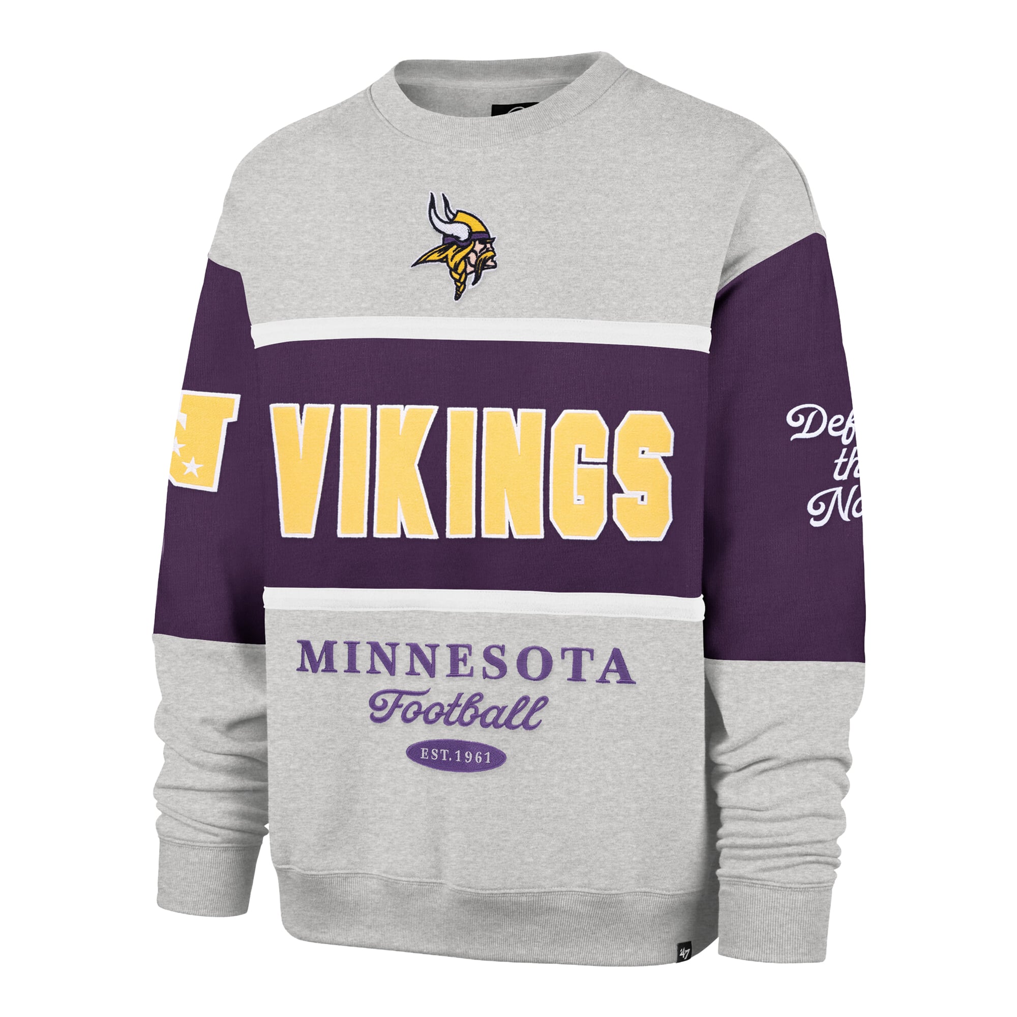 Men's '47 Purple/Heather Gray Minnesota Vikings Blockfield Maximalist Sweatshirt