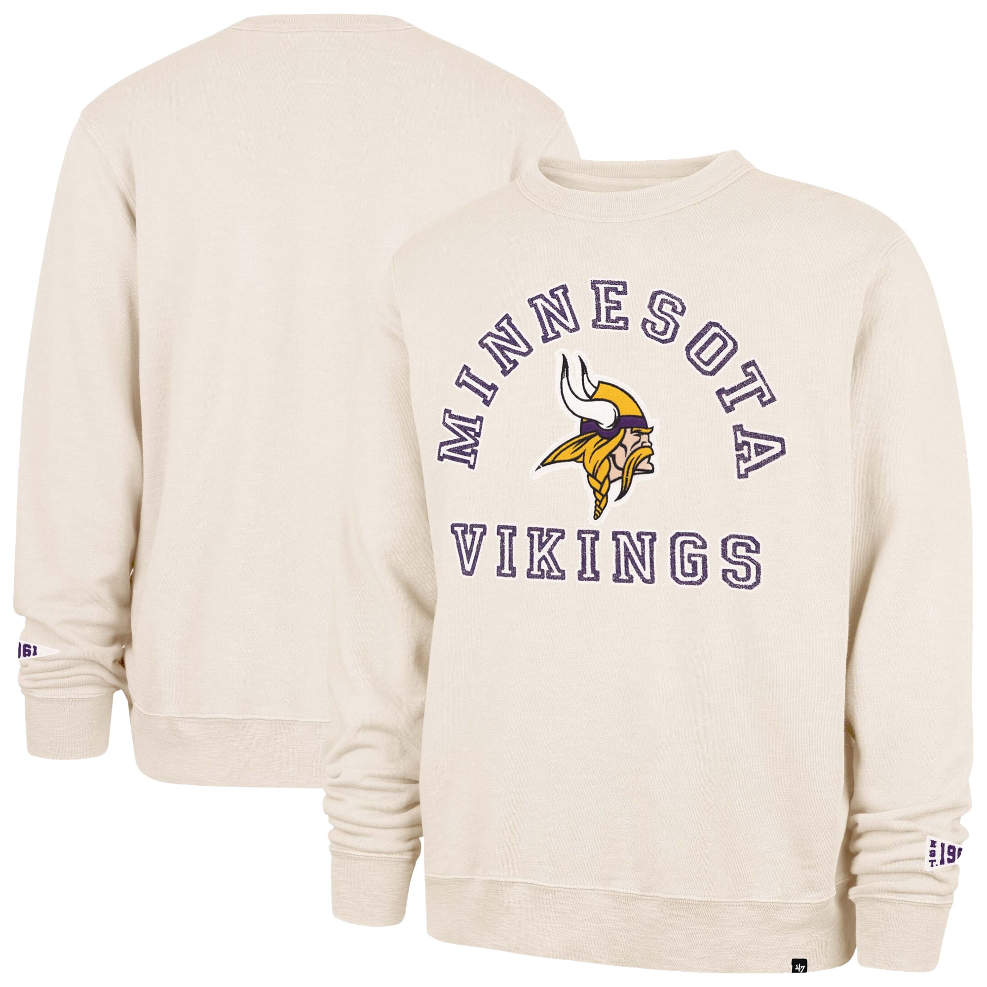 Men's '47 Tan Minnesota Vikings Calderwood Well Worn French Terry Sweatshirt