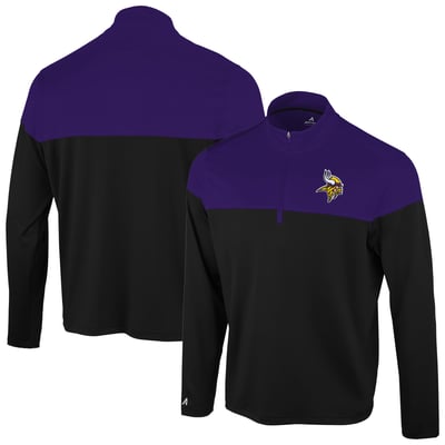 Minnesota Vikings Antigua Hinder Quarter-Zip Pullover - Black/Purple