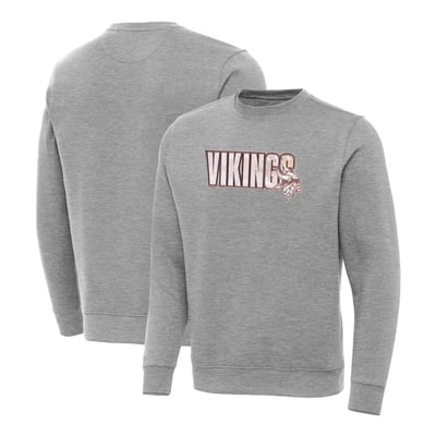 Minnesota Vikings Antigua Woodland Camo Victory Sweatshirt - Heather Gray