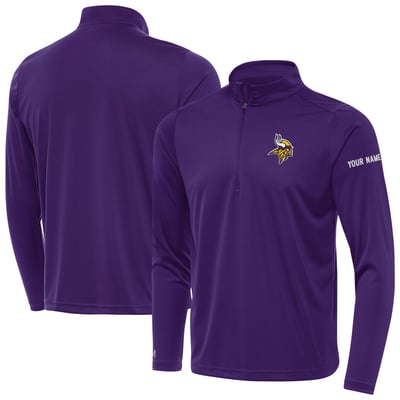 Minnesota Vikings Antigua  Personalized Tribute Quarter-Zip Pullover - Purple