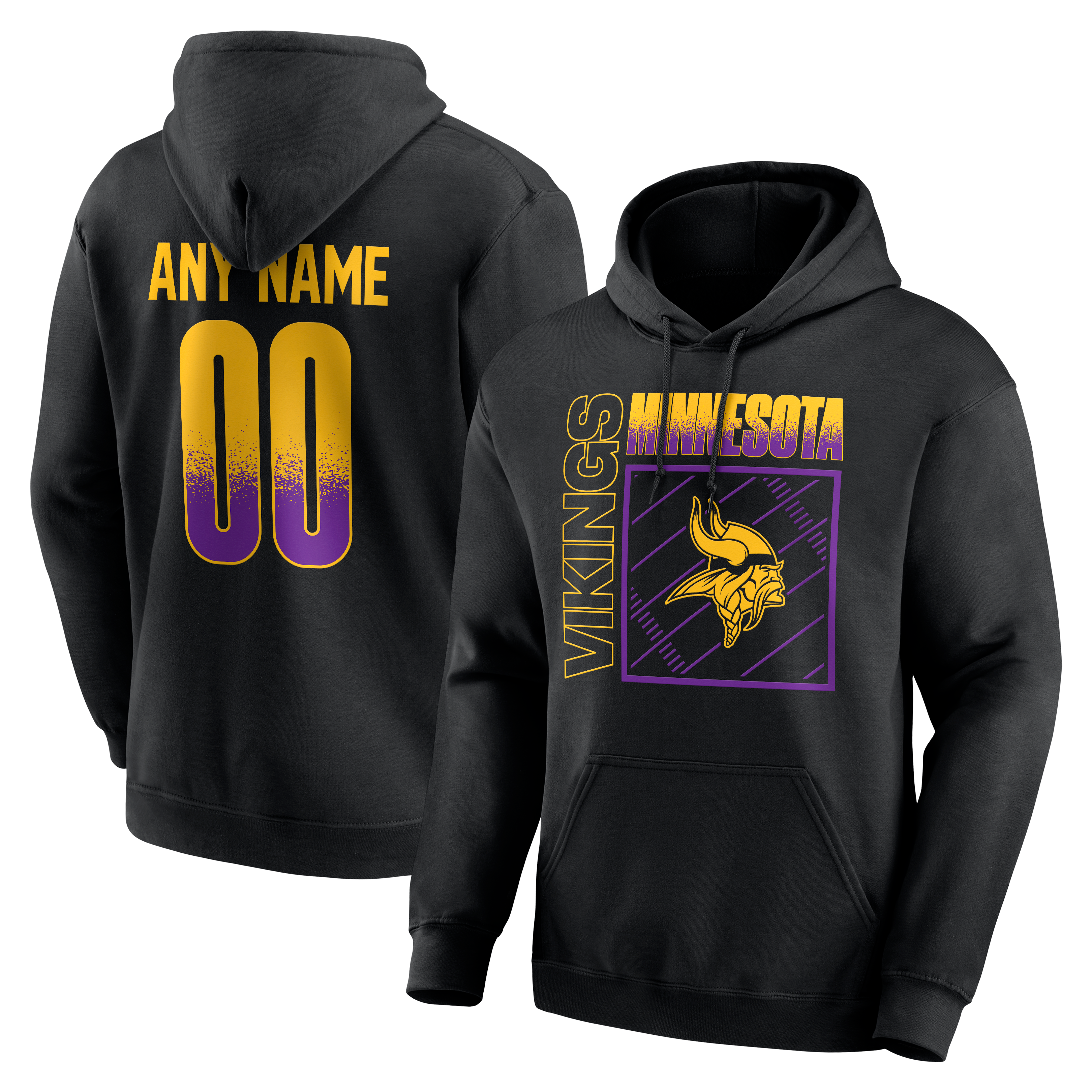 Men's Black Minnesota Vikings Home Field Pop Personalized Name & Number Hoodie