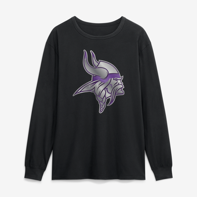Minnesota Vikings  Metallic Mascot Long Sleeve T-Shirt - Black