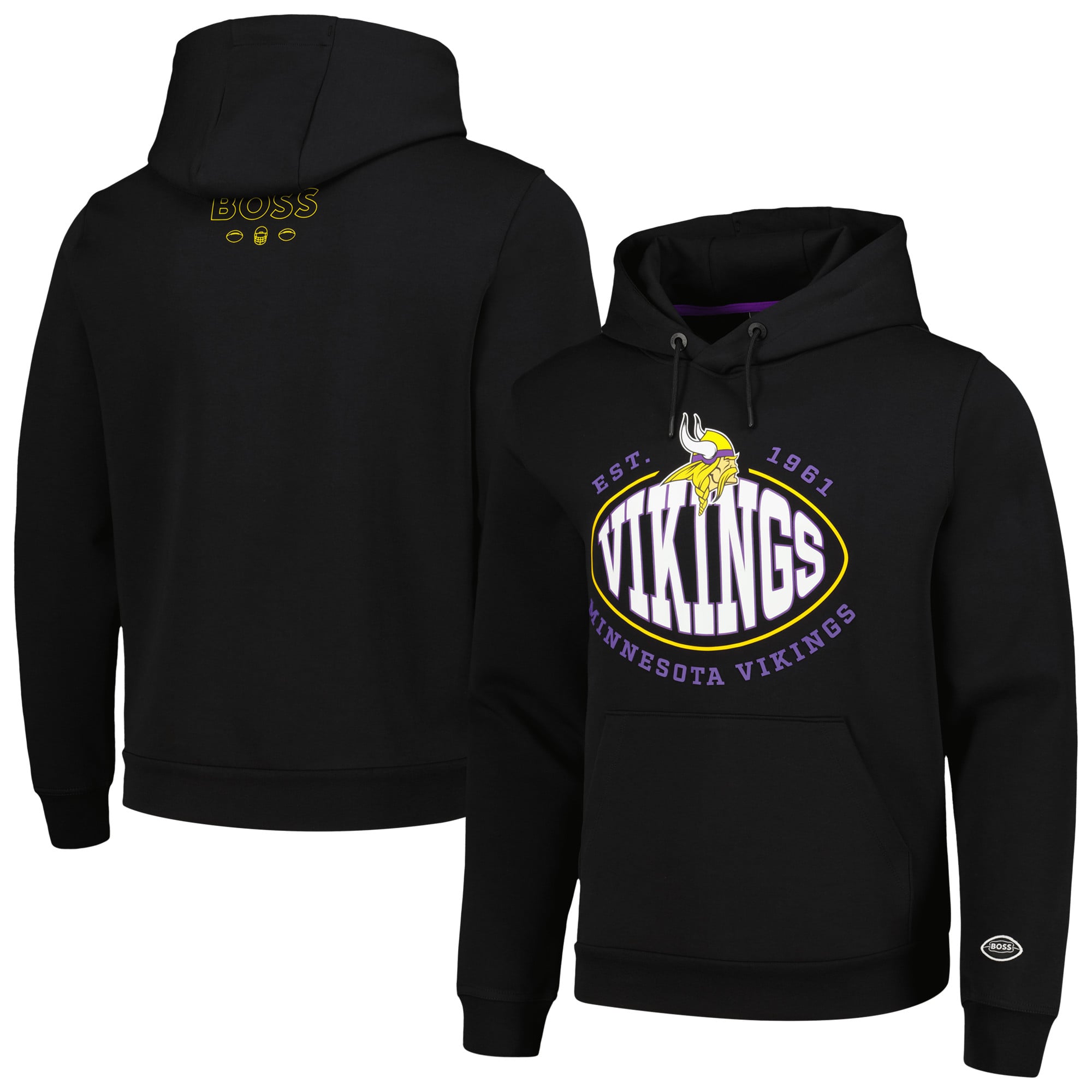 Sweat à capuche noir BOSS X NFL Minnesota Vikings Touchback pour hommes