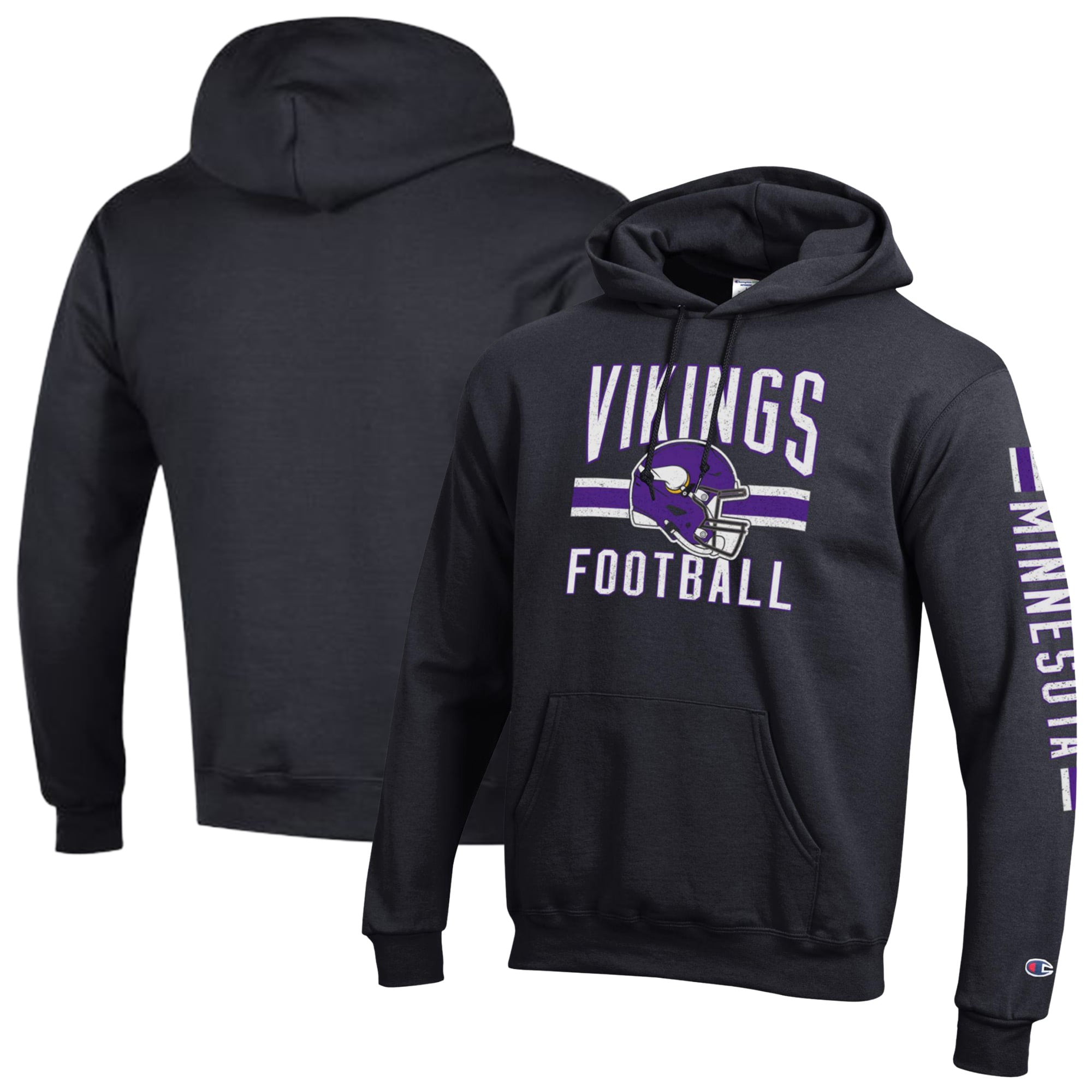Sweat à capuche Champion noir Minnesota Vikings Powerblend pour homme