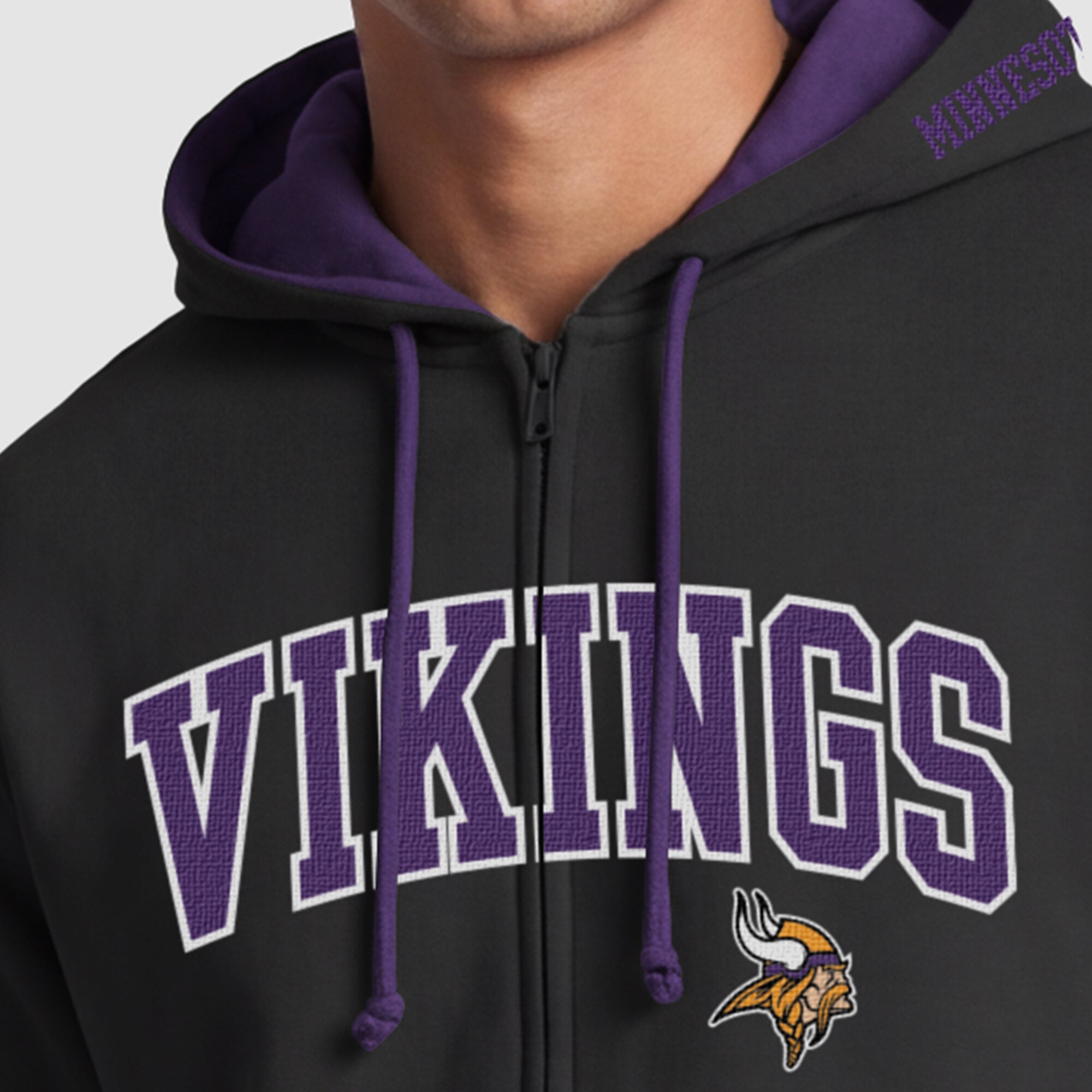 Sweat à capuche zippé Champion noir/violet Minnesota Vikings pour homme