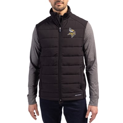 Minnesota Vikings Cutter & Buck Primary Mark Evoke PrimaLoft Hybrid Eco Softshell Recycled Full-Zip Vest - Black