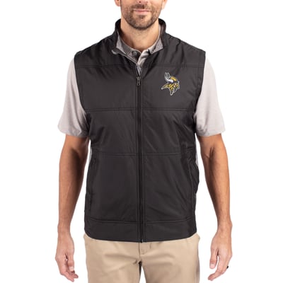 Minnesota Vikings Cutter & Buck Stealth Full-Zip Vest - Black