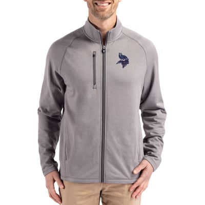 Minnesota Vikings Cutter & Buck Peshastin Eco Fleece Recycled Raglan Tri-Blend Full-Zip Jacket -  Heather Gray