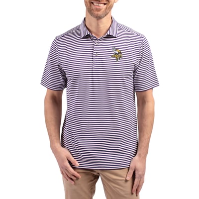 Minnesota Vikings Cutter & Buck Virtue Eco Pique Stripe Recycled Polo - Purple