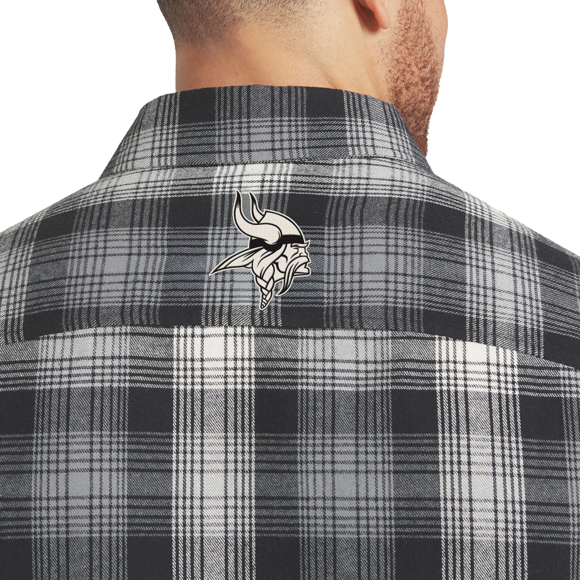 Men's Darius Rucker Collection by Fanatics Black Minnesota Vikings Flannel Plaid Long Sleeve Button Up Shirt
