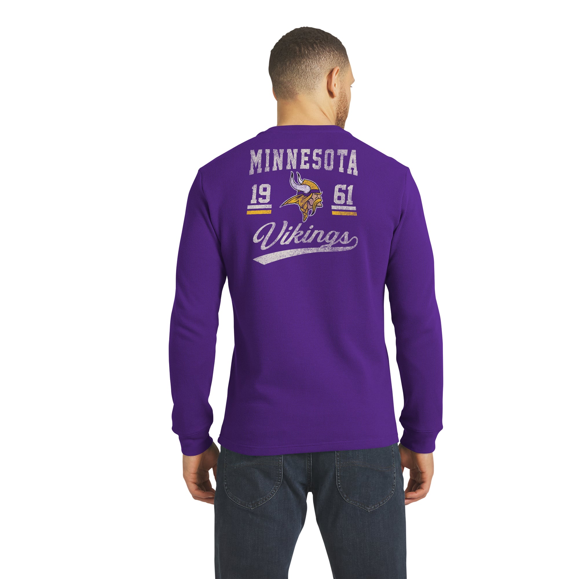 Collection Darius Rucker pour homme par Fanatics - T-shirt Henley à manches longues en maille gaufrée violette Minnesota Vikings