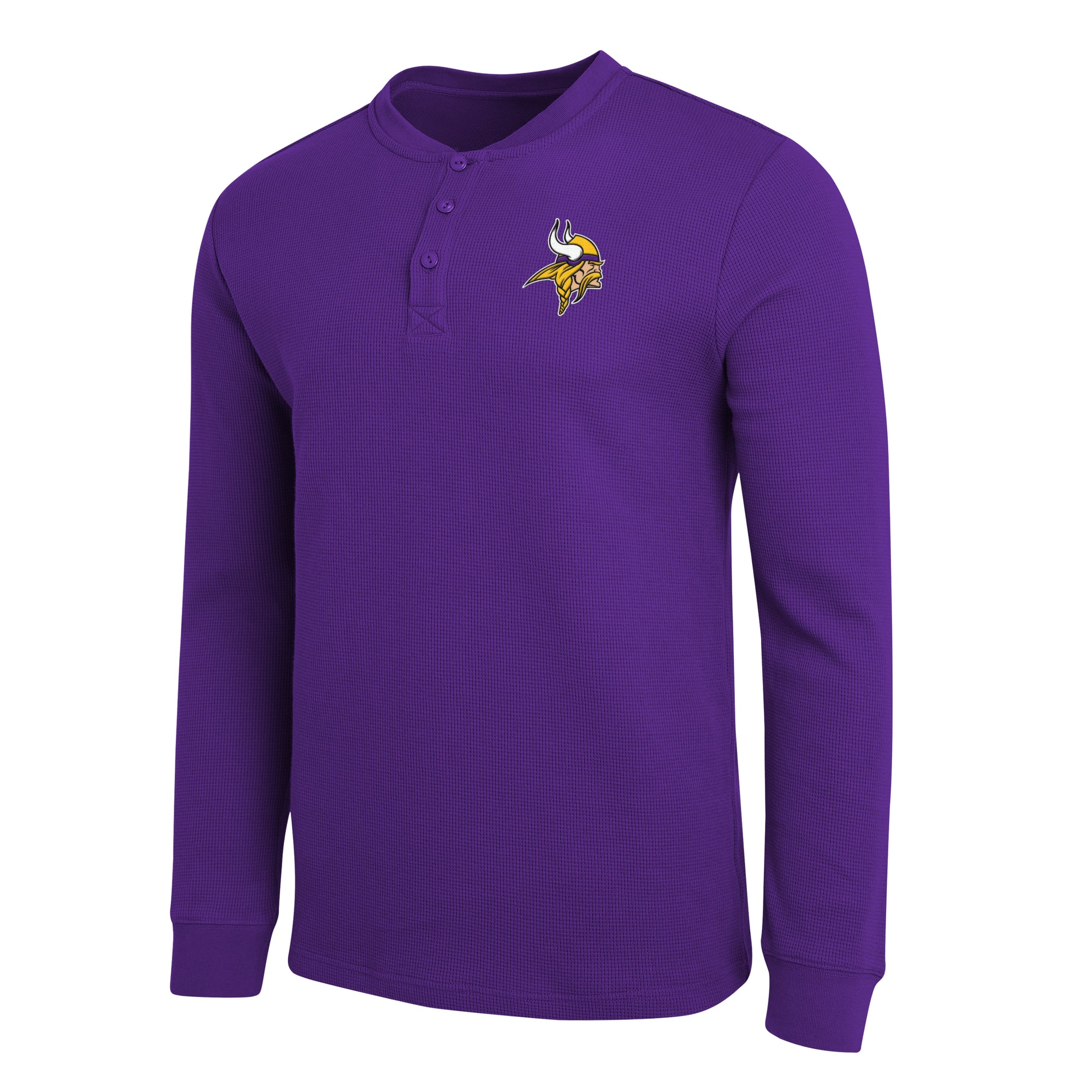 Collection Darius Rucker pour homme par Fanatics - T-shirt Henley à manches longues en maille gaufrée violette Minnesota Vikings