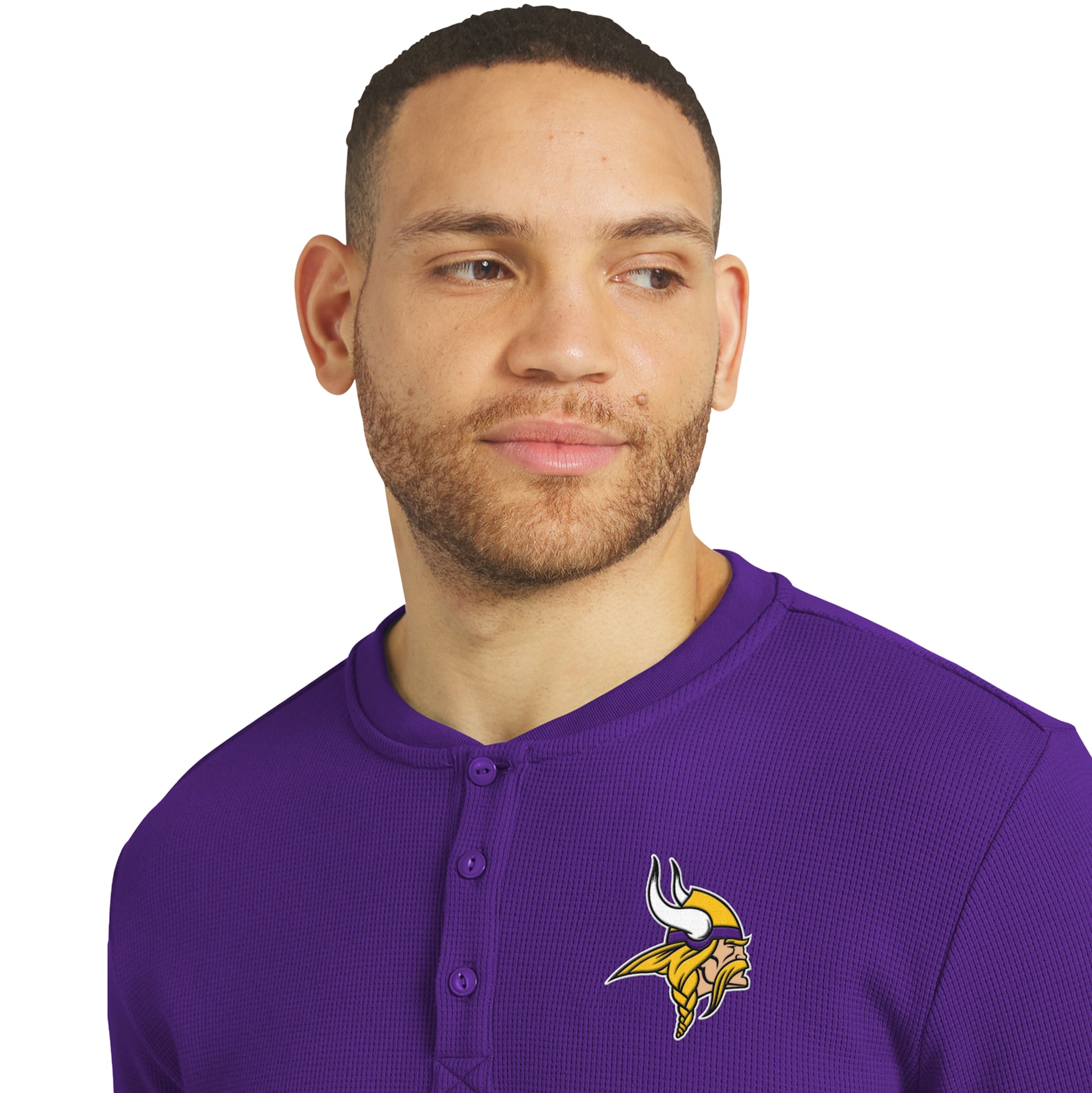 Collection Darius Rucker pour homme par Fanatics - T-shirt Henley à manches longues en maille gaufrée violette Minnesota Vikings