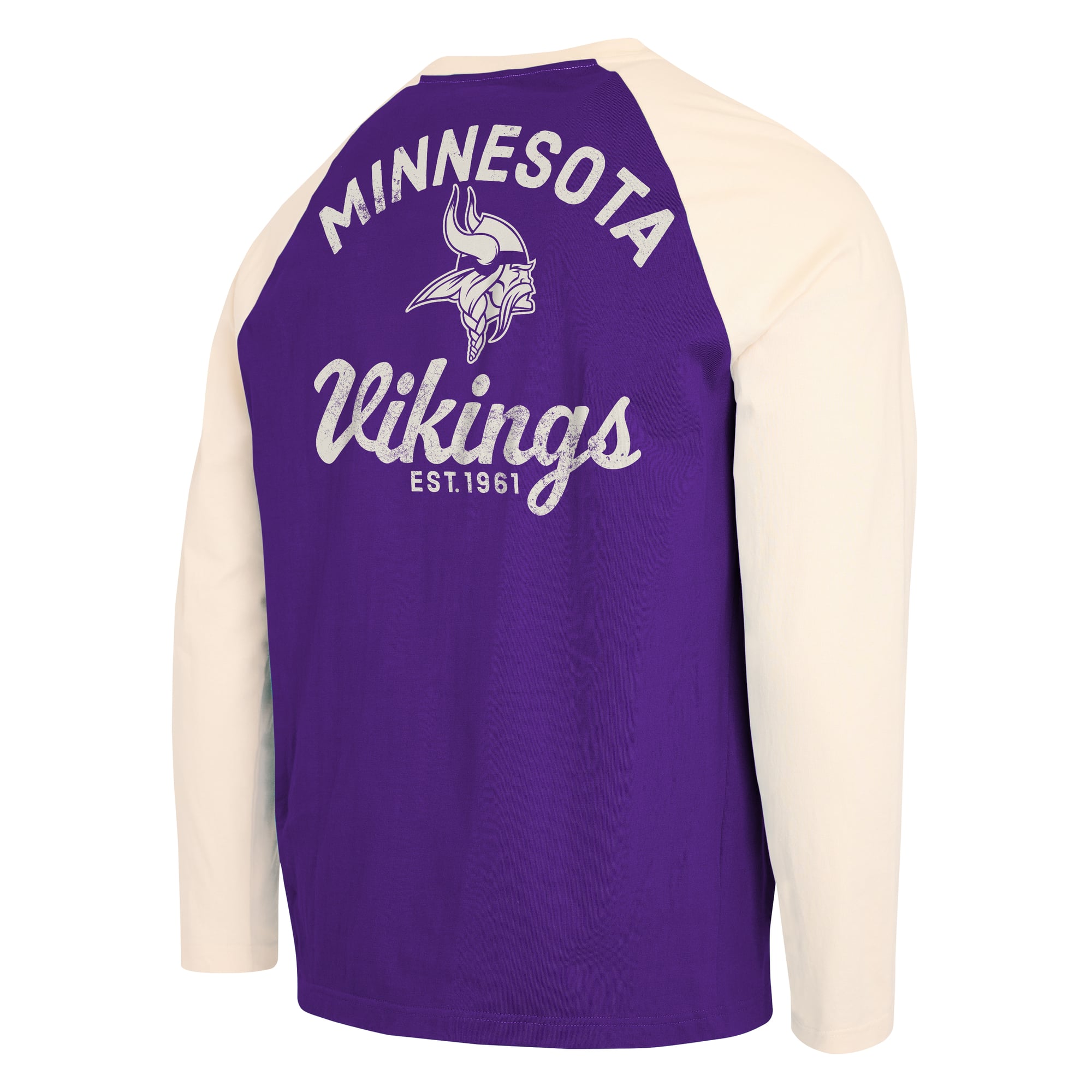 Collection Darius Rucker pour homme par Fanatics, T-shirt Henley à manches longues violet/crème Minnesota Vikings