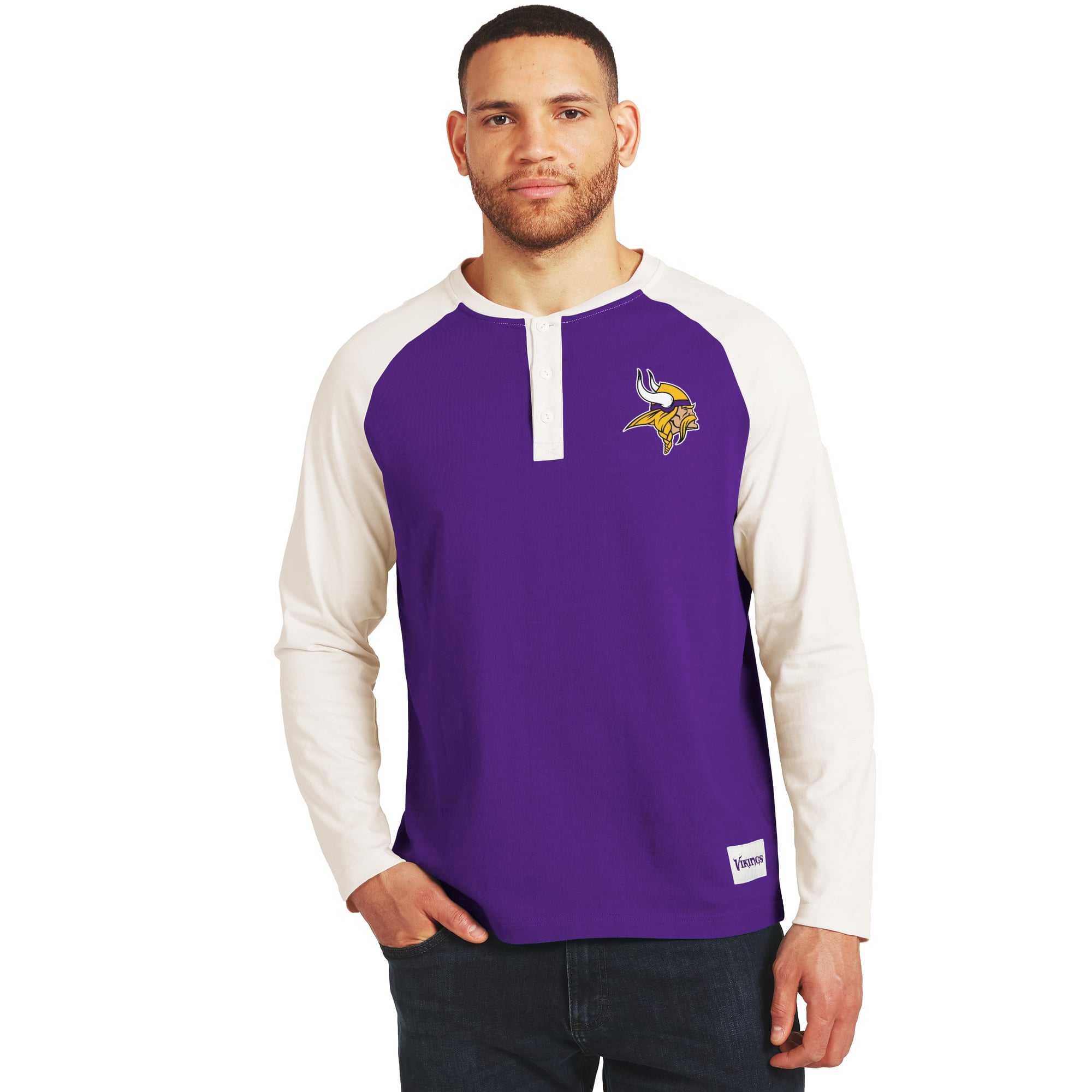 Men's Darius Rucker Collection by Fanatics Purple/White Minnesota Vikings Henley Long Sleeve T-Shirt