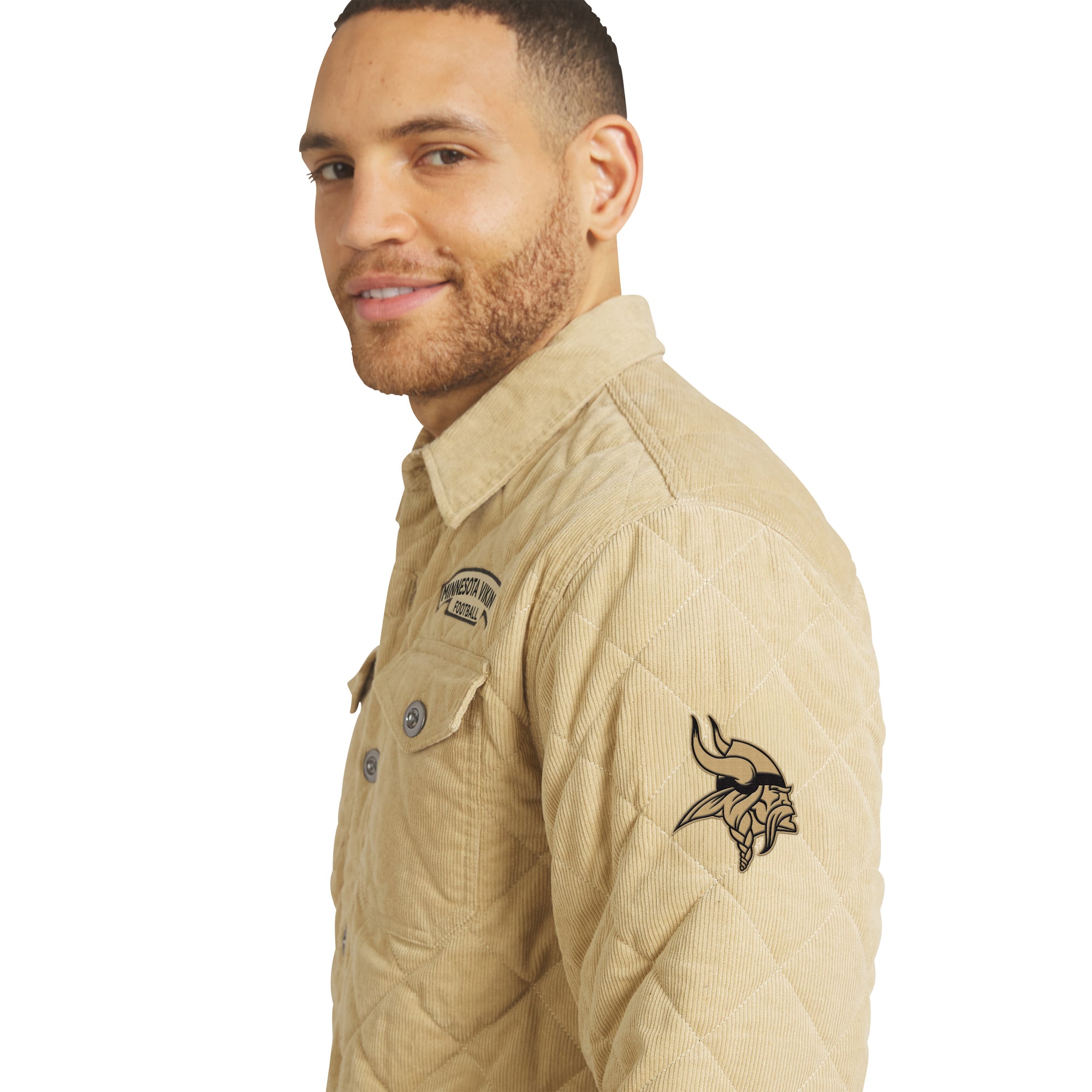 Men's Darius Rucker Collection by Fanatics Tan Minnesota Vikings Button-Up Thin-Wale Corduroy Shacket