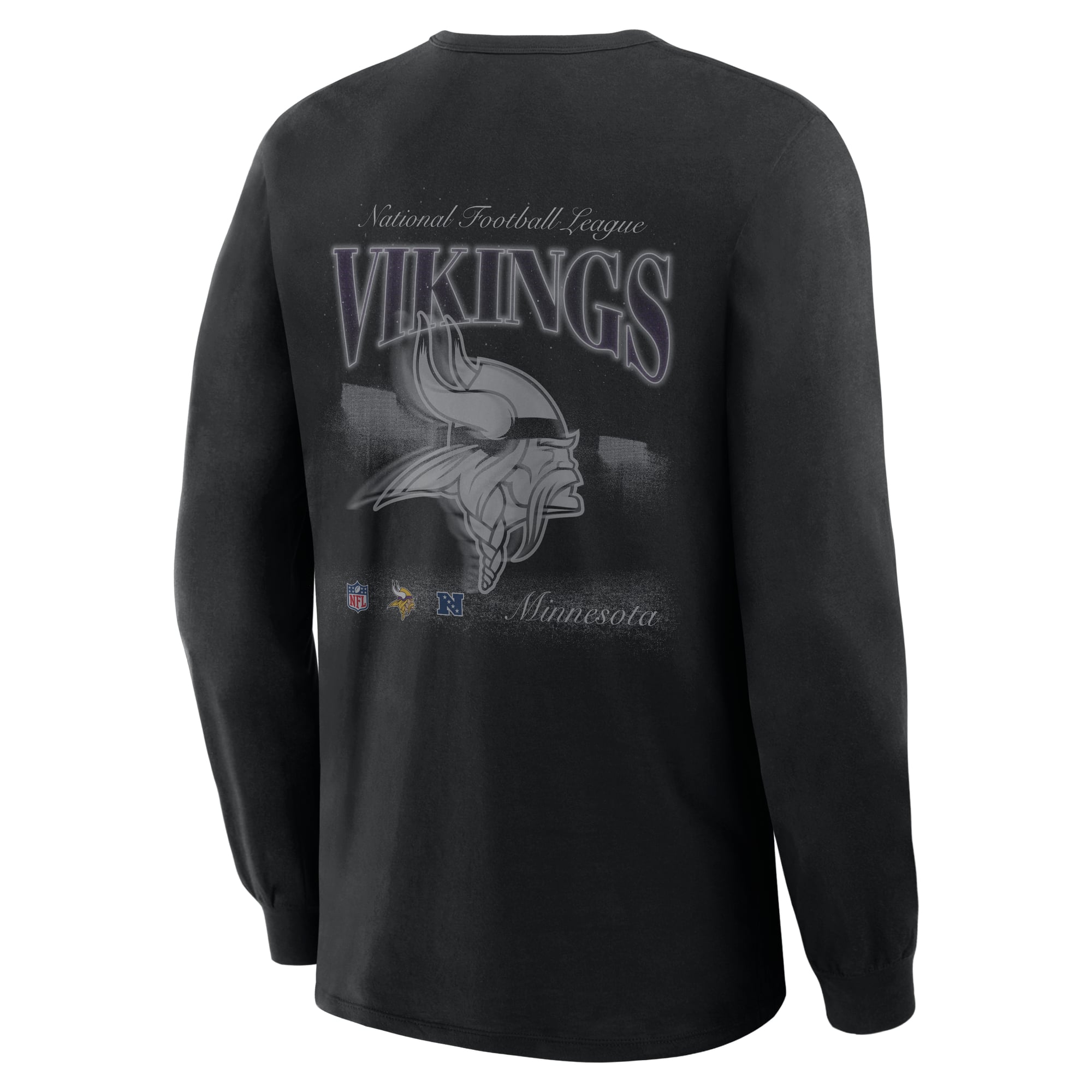 T-shirt à manches longues Fanatics noir Minnesota Vikings Midnight Falls pour homme