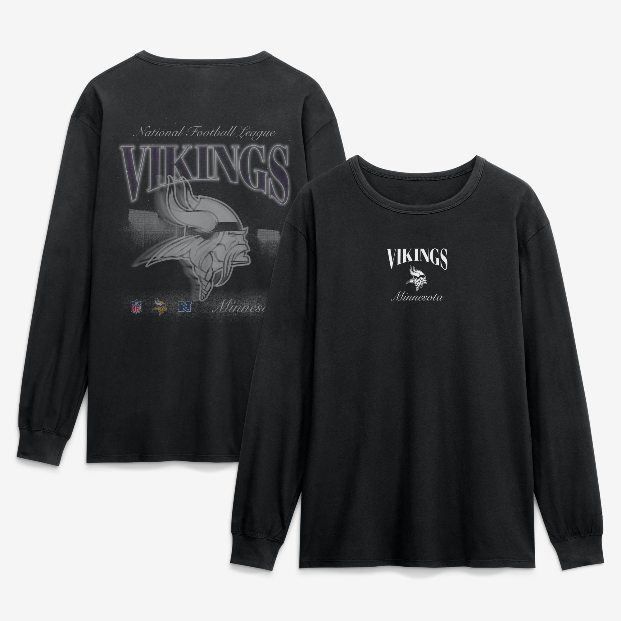 T-shirt à manches longues Fanatics noir Minnesota Vikings Midnight Falls pour homme