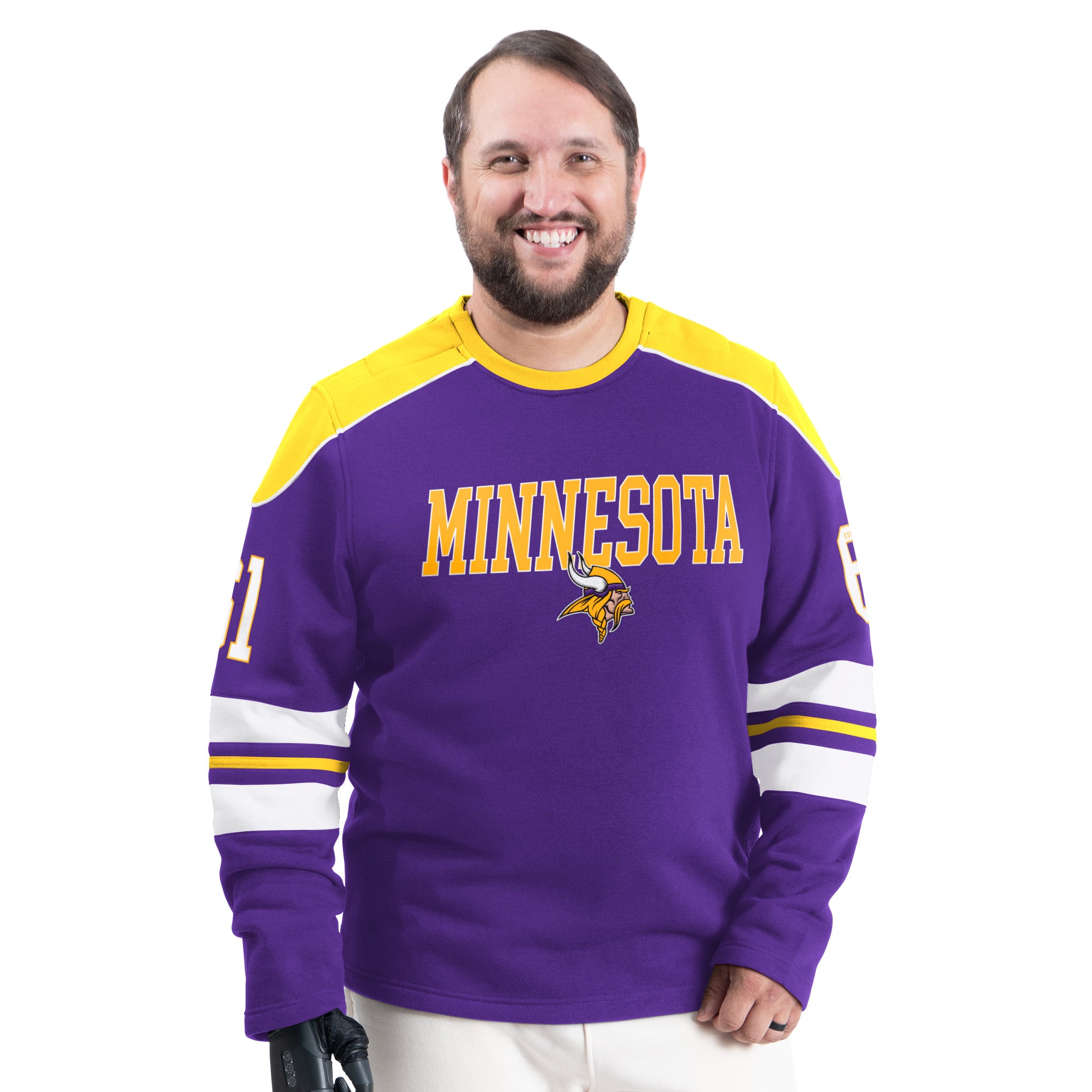 Sweat-shirt ras du cou adaptatif Lord Stanley violet G-III Sports by Carl Banks pour homme, Minnesota Vikings