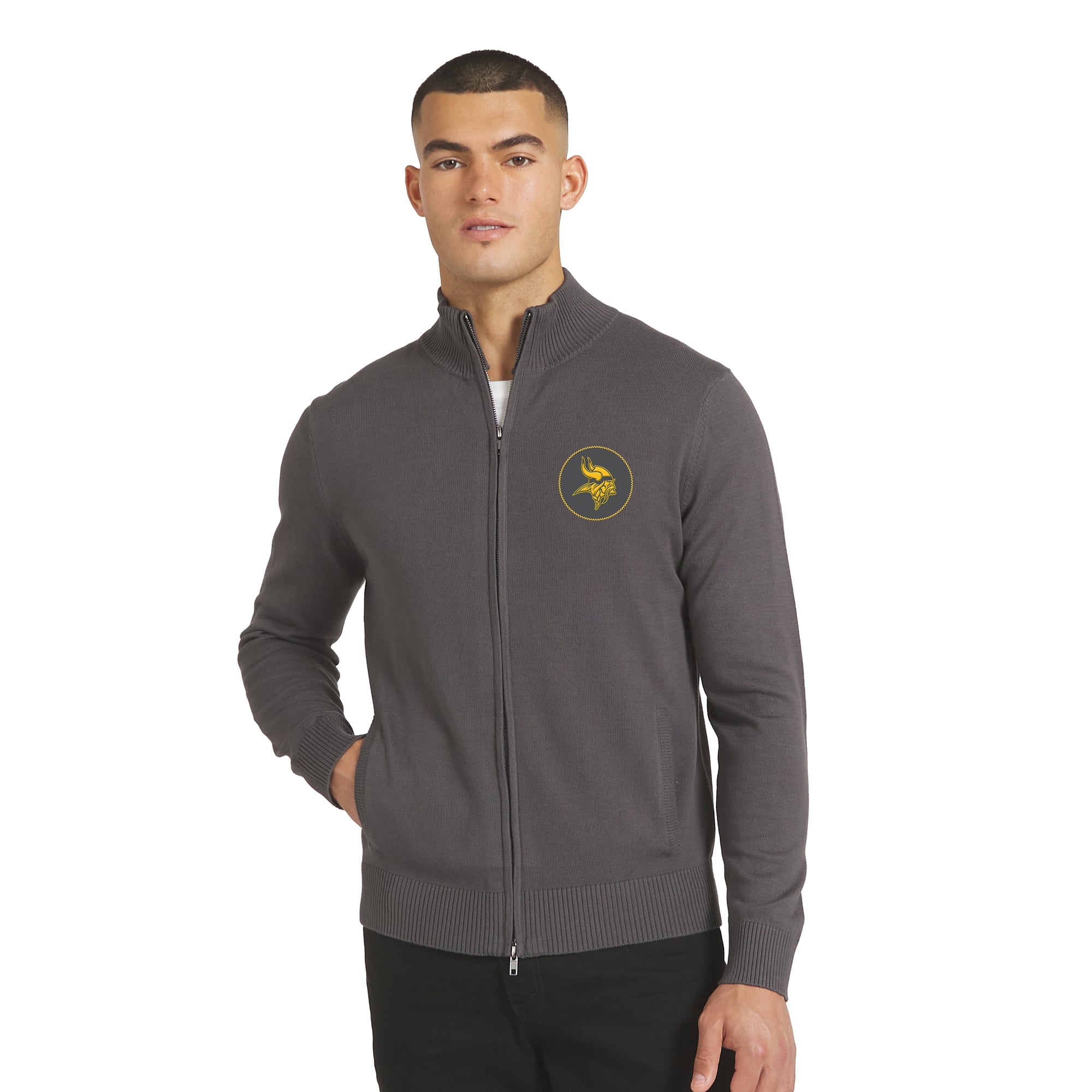 Men's J. Palmer Charcoal Minnesota Vikings All-Season Full-Zip Sweater