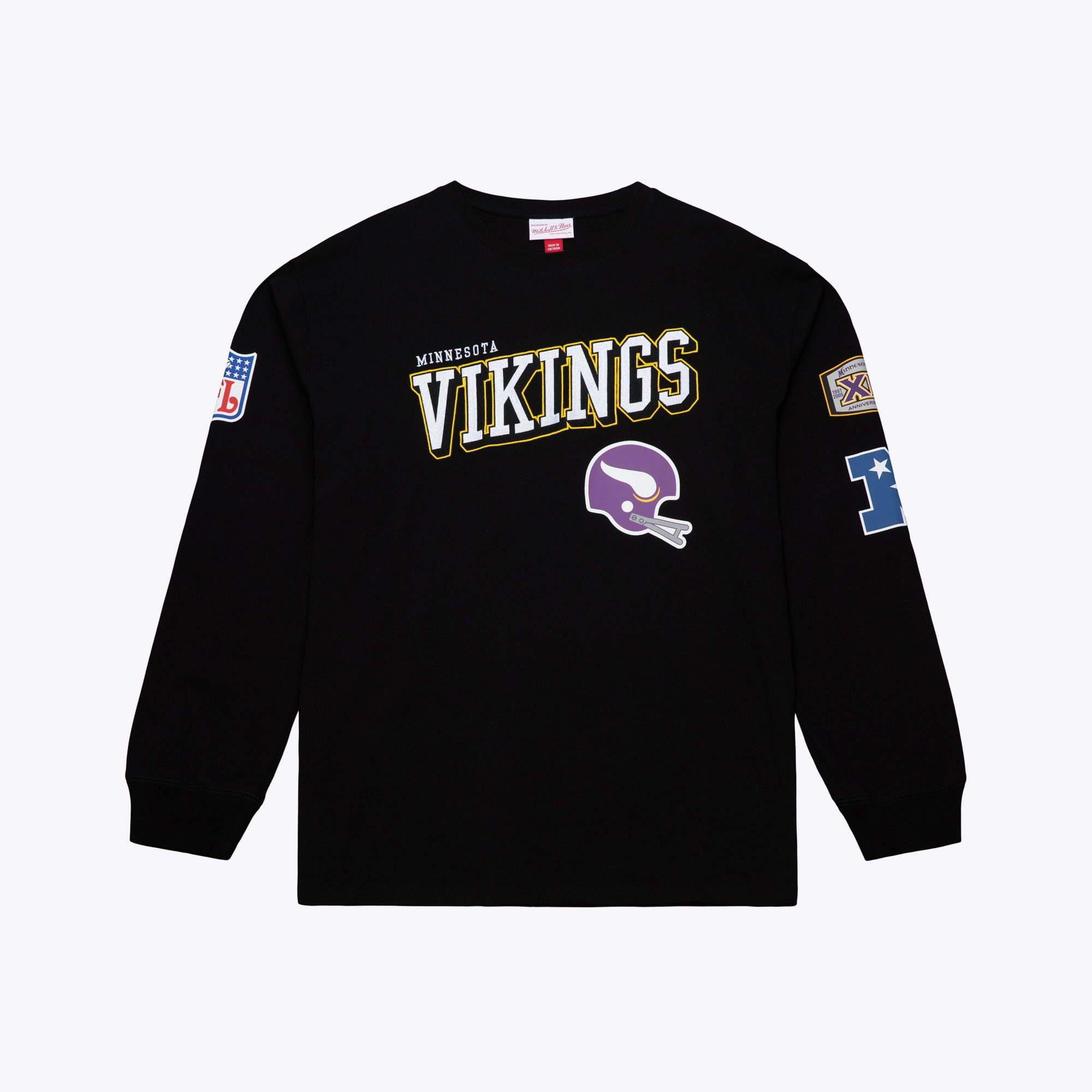 T-shirt à manches longues Mitchell & Ness noir pour homme, Minnesota Vikings, grandes tailles, camp d'entraînement