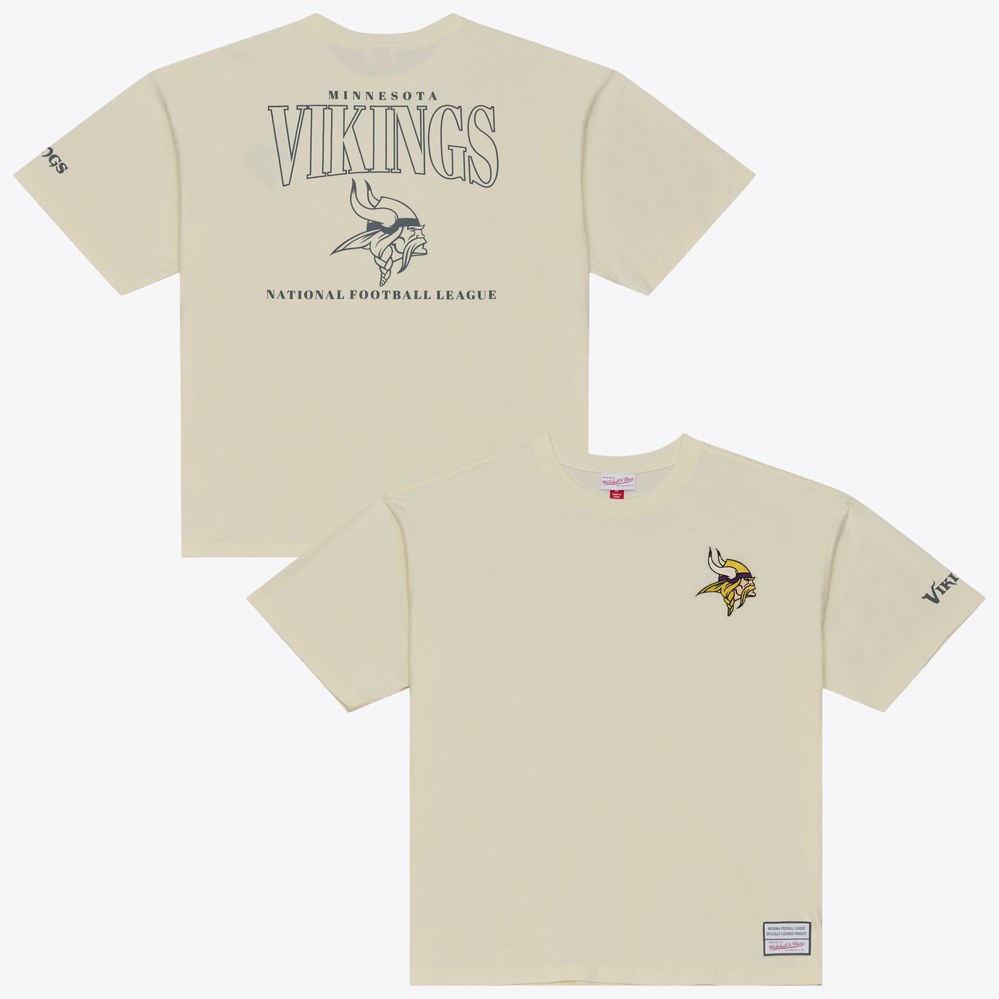 T-shirt Mitchell & Ness crème pour homme, Minnesota Vikings, coupe oversize, coloris Heritage Hues