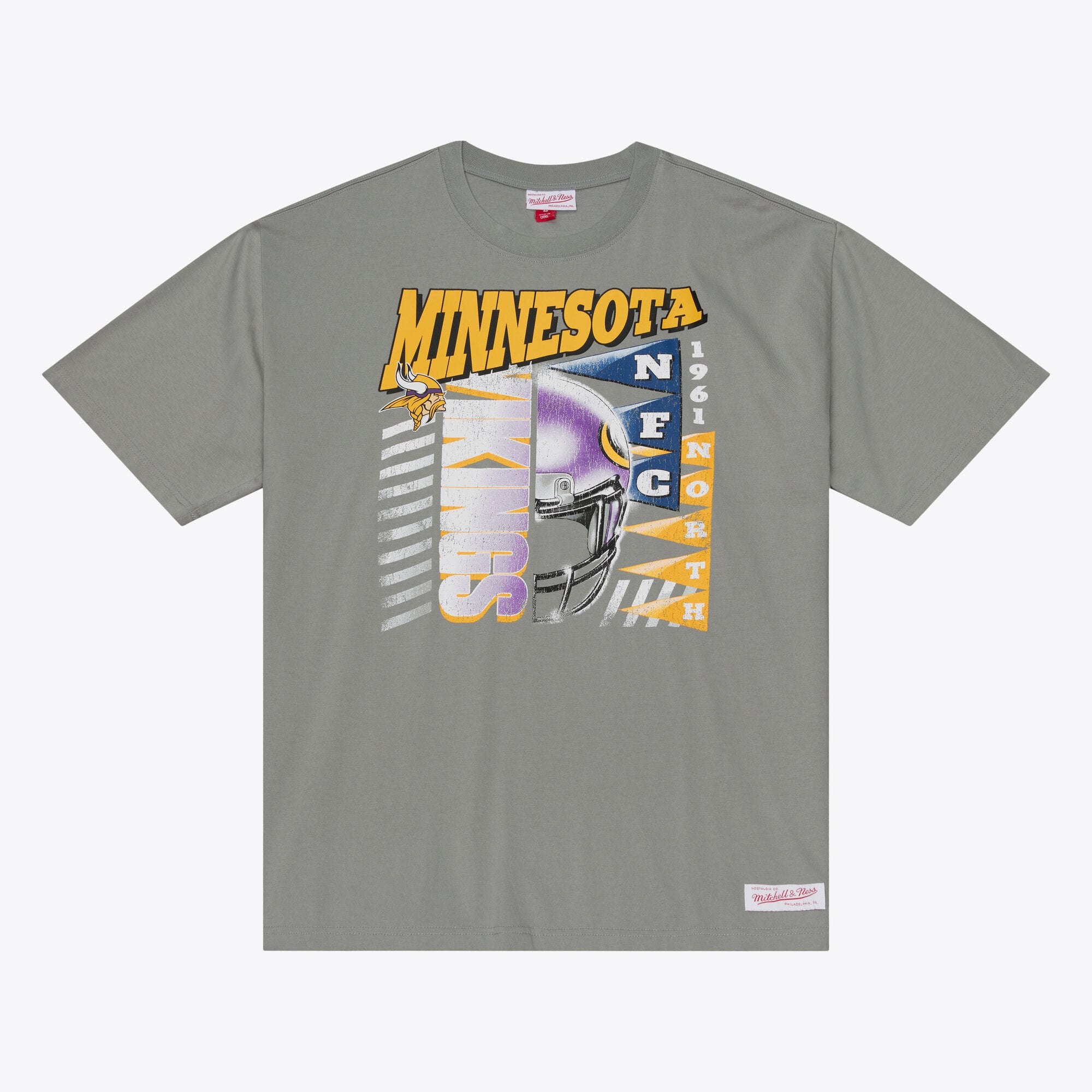 T-shirt à manches courtes Mitchell & Ness gris Minnesota Vikings Core Essentials Street Graphic pour homme