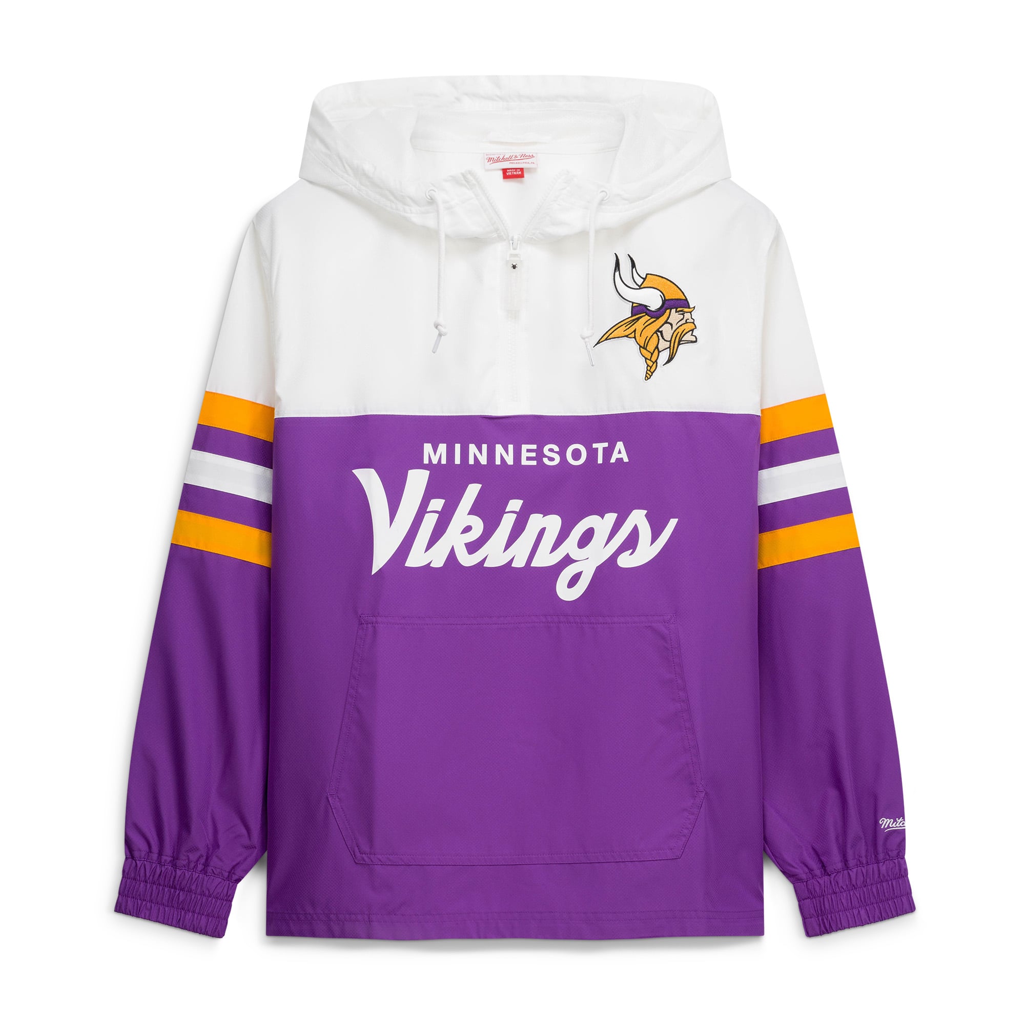 Men's Mitchell & Ness Purple Minnesota Vikings Head Coach Anorak Quarter-Zip Windbreaker Jacket