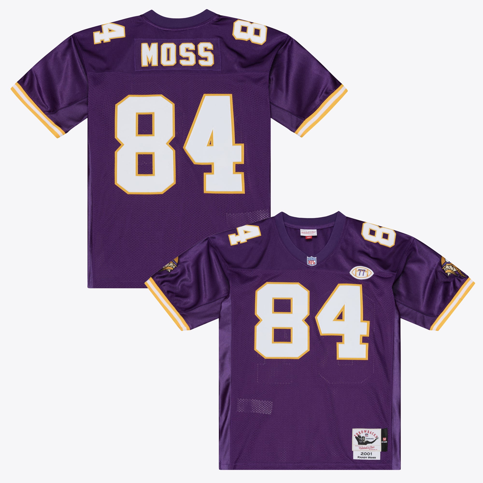 Men's Mitchell & Ness Randy Moss Purple Minnesota Vikings 2001 Authentic Throwback Jersey