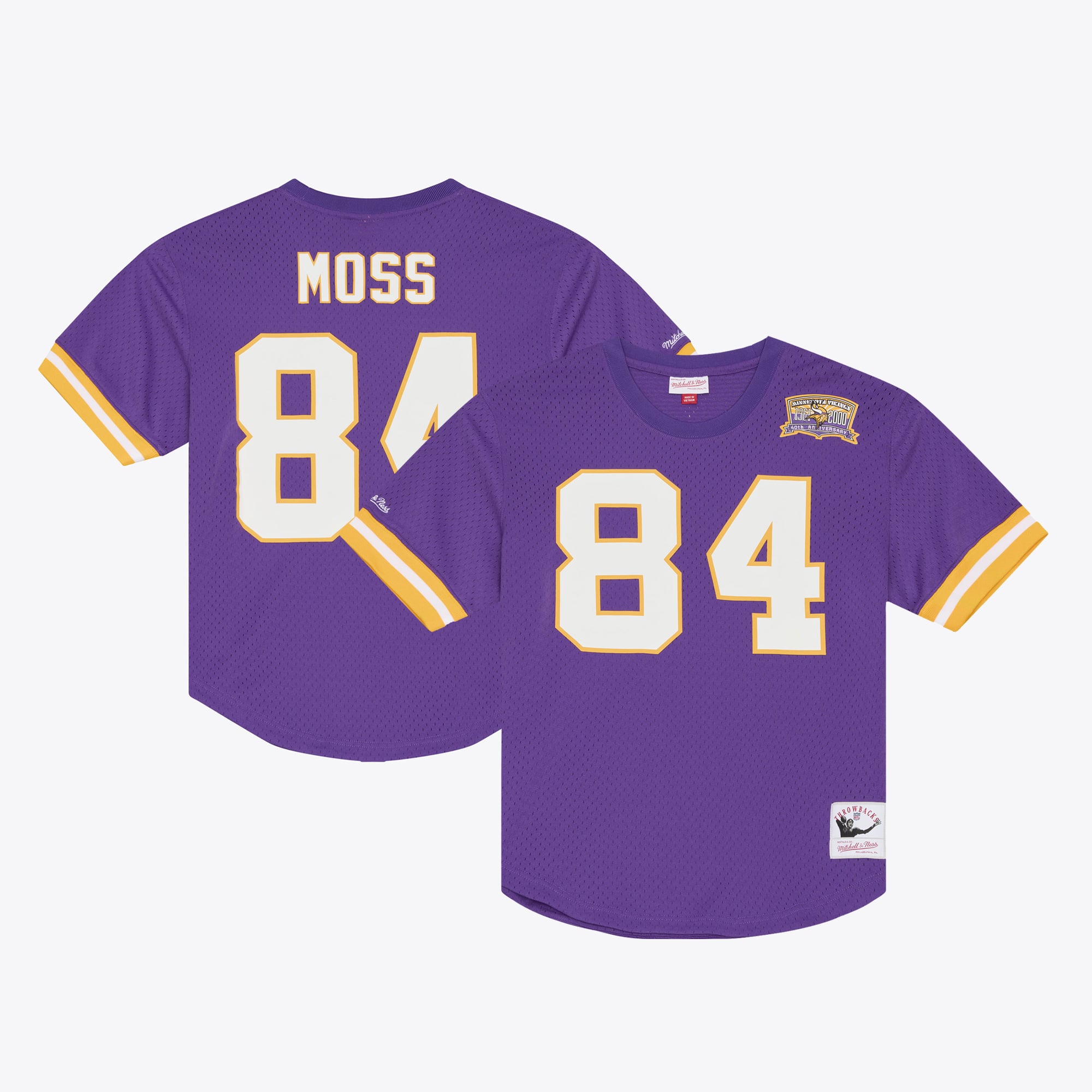 Men's Mitchell & Ness Randy Moss Purple Minnesota Vikings Retired Player Name Number Mesh Top