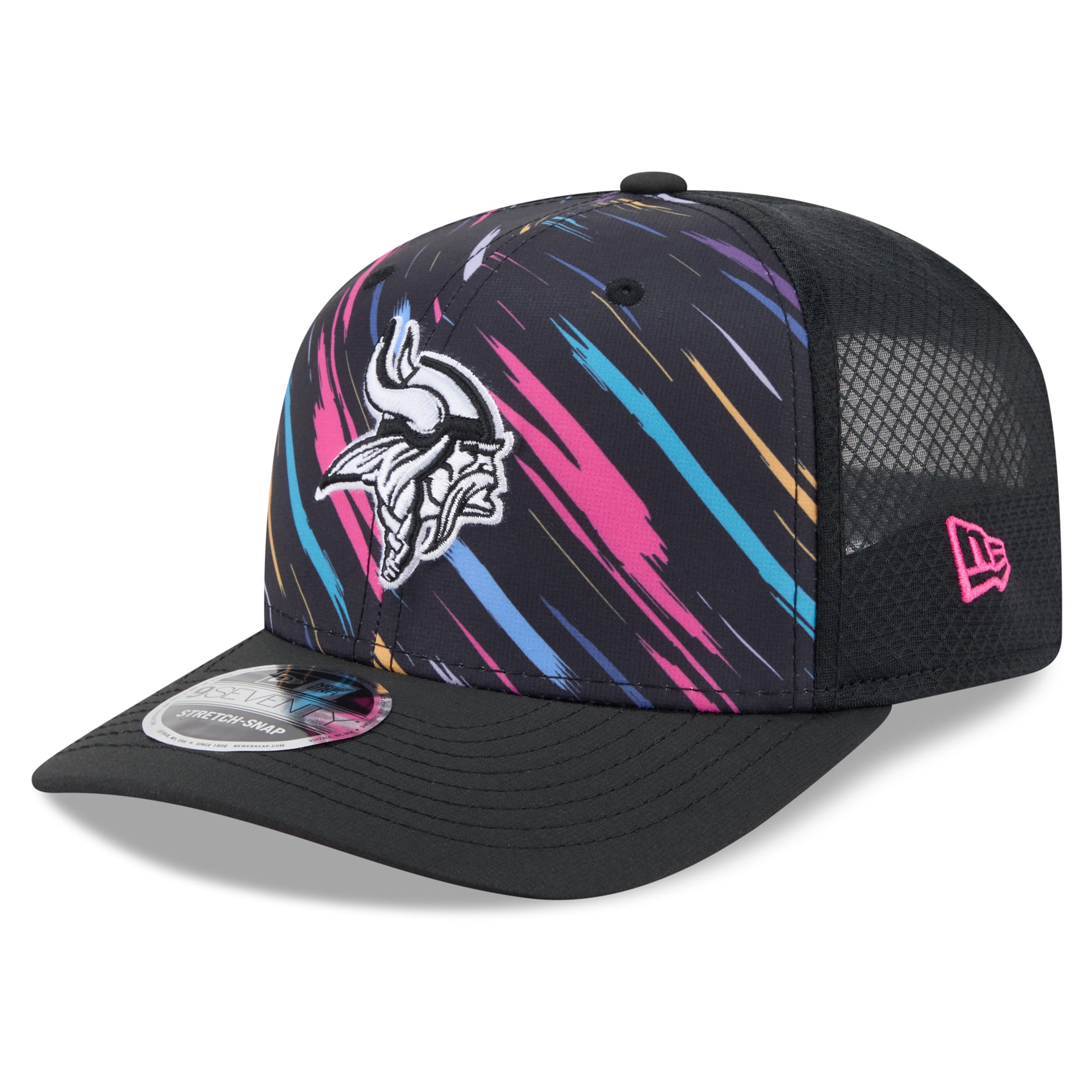 Men's New Era Black Minnesota Vikings 2026 NFL Crucial Catch 9SEVENTY Adjustable Trucker Hat