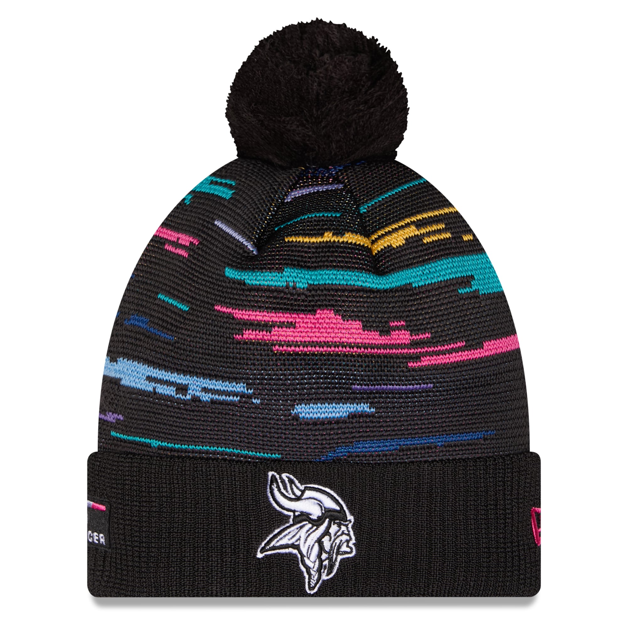 Men's New Era Black Minnesota Vikings 2026 NFL Crucial Catch Cuffed Knit Hat with Pom