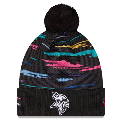 Minnesota Vikings New Era 2026 NFL Crucial Catch Cuffed Knit Hat with Pom - Black
