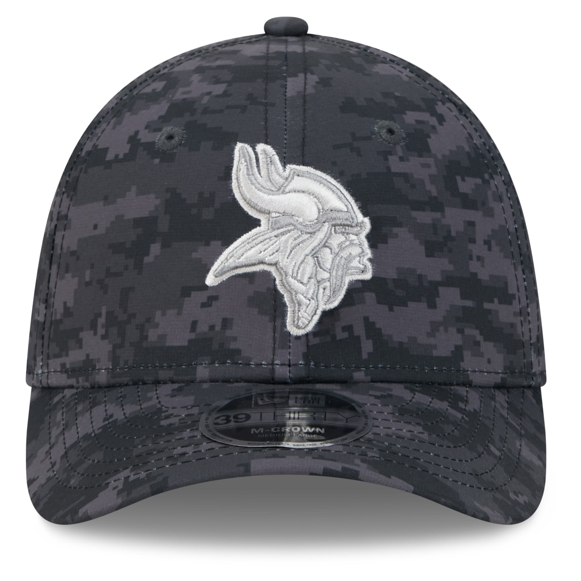 Casquette extensible New Era noire Minnesota Vikings 2026 Salute To Service 39THIRTY M-Crown pour homme