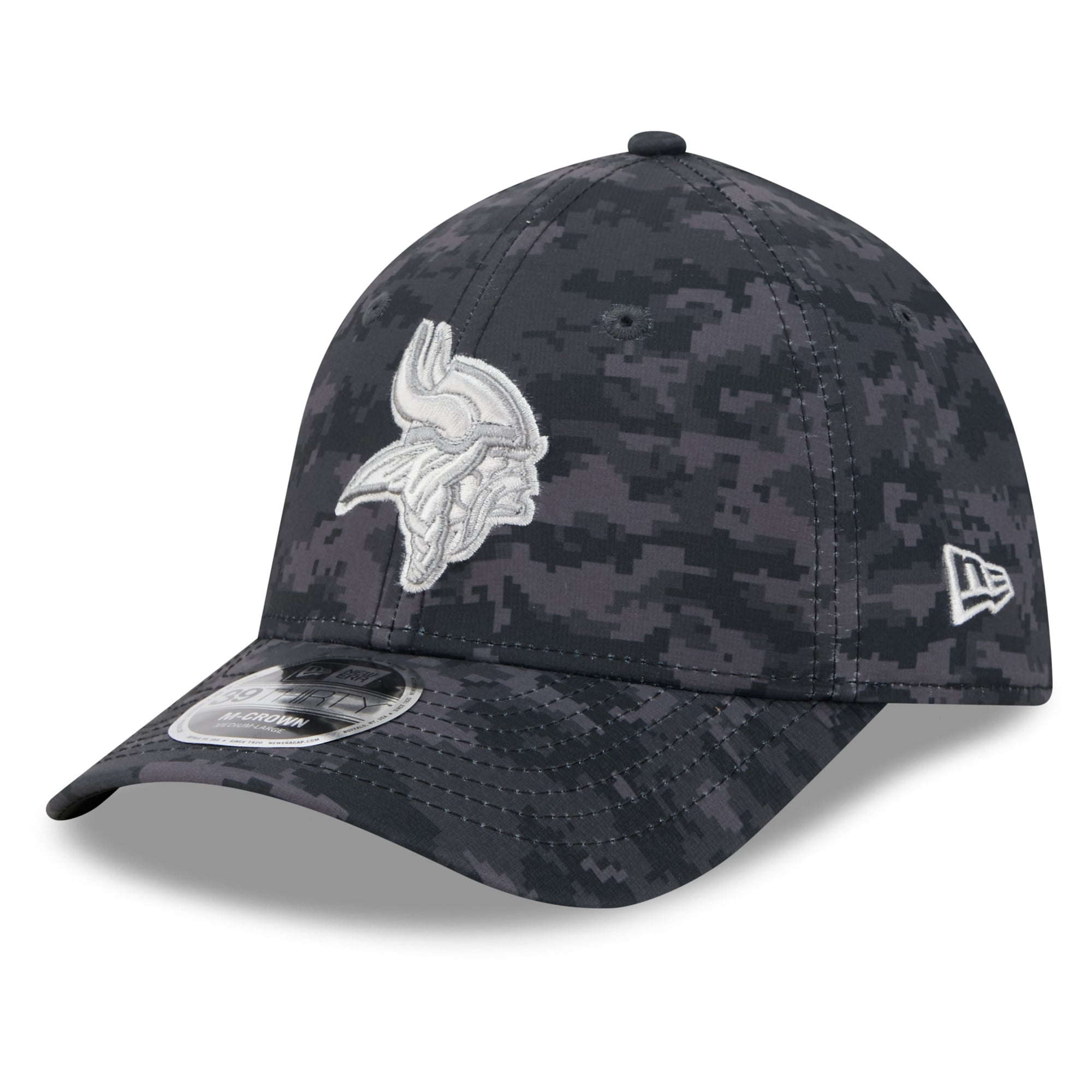 Casquette extensible New Era noire Minnesota Vikings 2026 Salute To Service 39THIRTY M-Crown pour homme