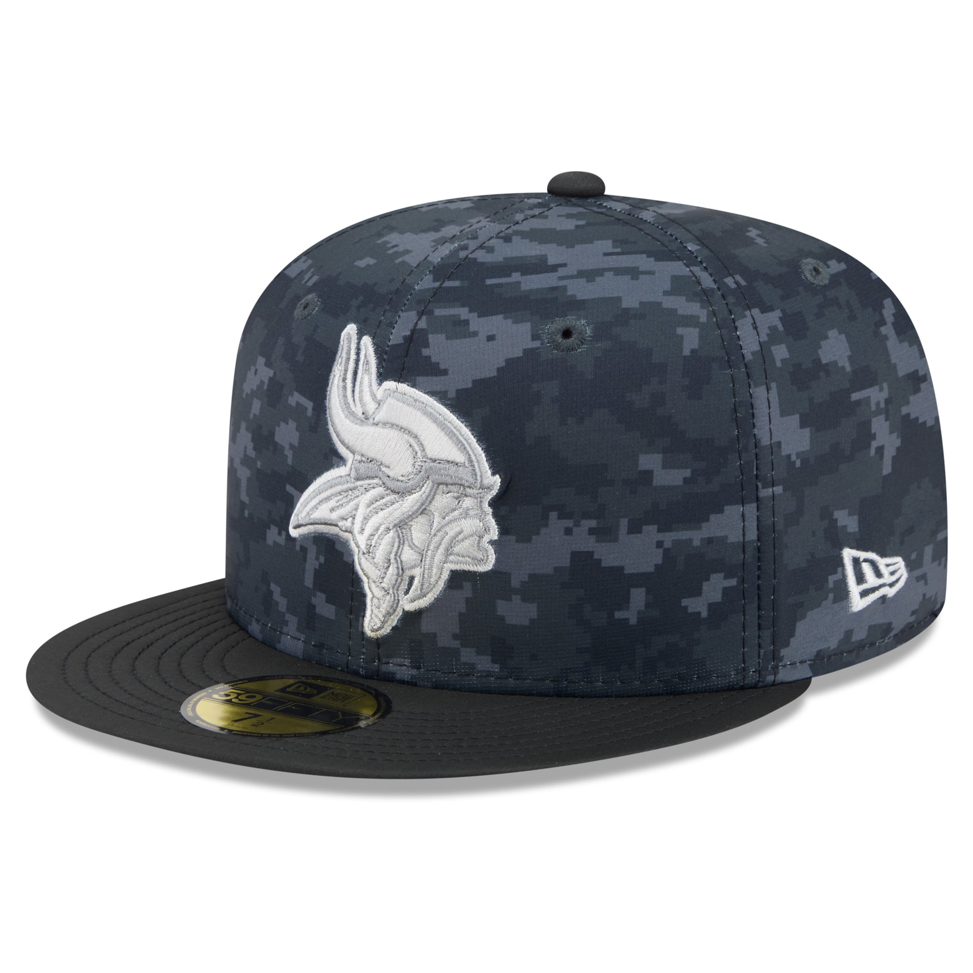 Casquette ajustée New Era noire Minnesota Vikings 2026 Salute To Service 59FIFTY pour homme