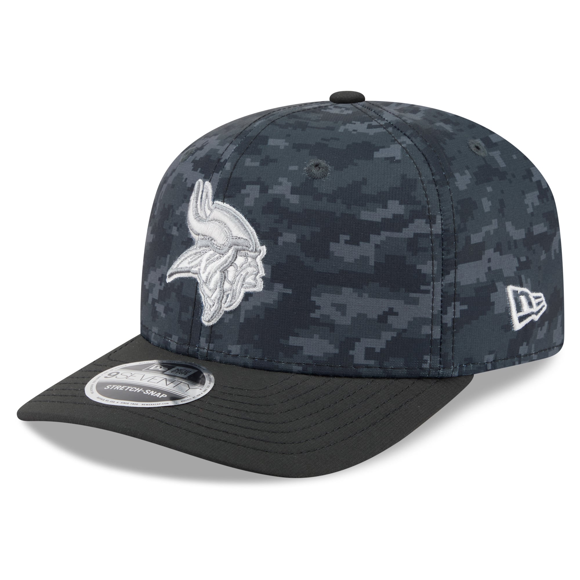 Casquette ajustable New Era noire Minnesota Vikings 2026 Salute To Service 9SEVENTY pour homme