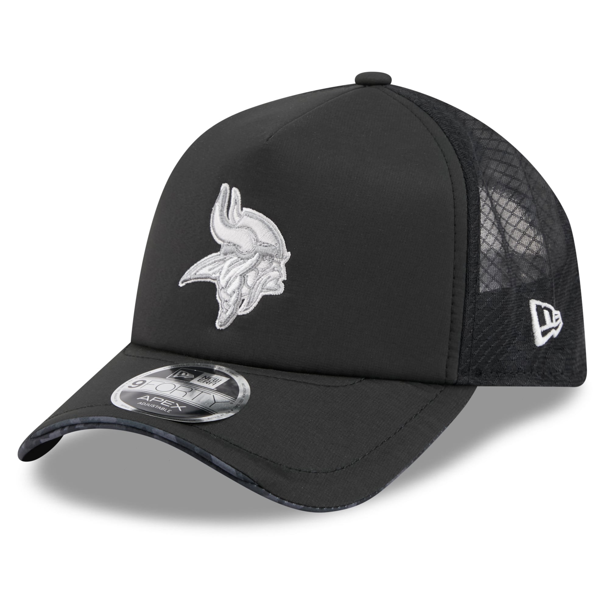Casquette trucker ajustable New Era Apex 9FORTY noire Minnesota Vikings 2026 Salute To Service pour homme