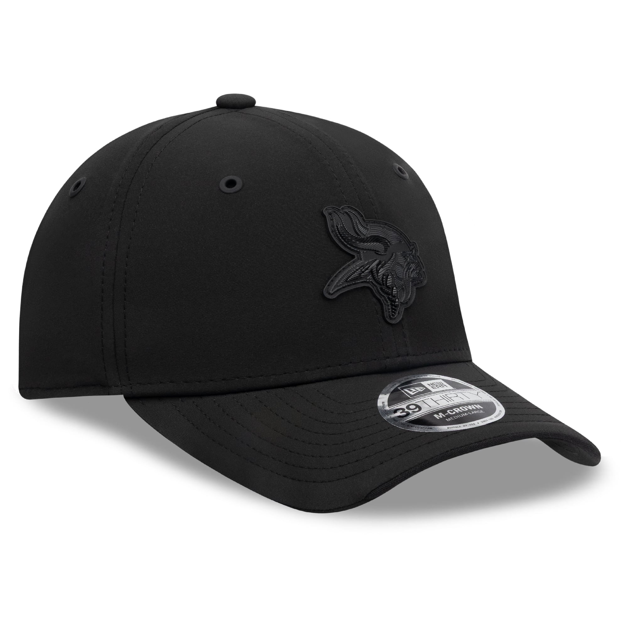 Casquette extensible New Era noire Minnesota Vikings 2026 Sideline 39THIRTY M-Crown pour homme