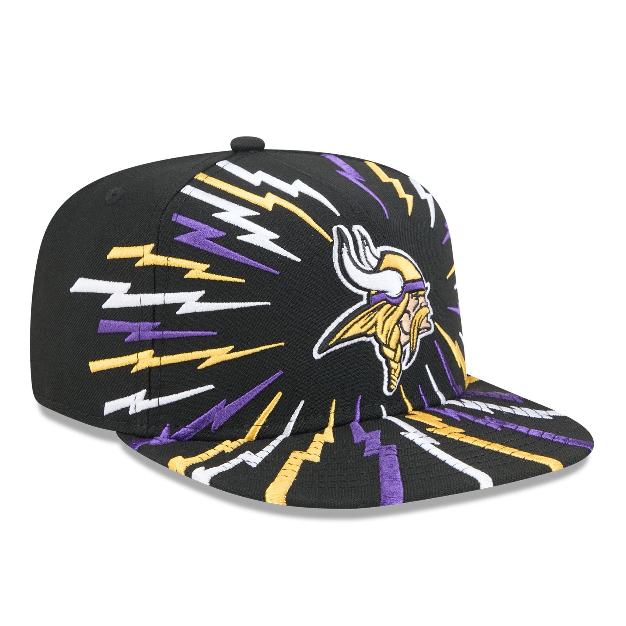 Men's New Era Black Minnesota Vikings Bolt A-Frame 9FIFTY Snapback Hat