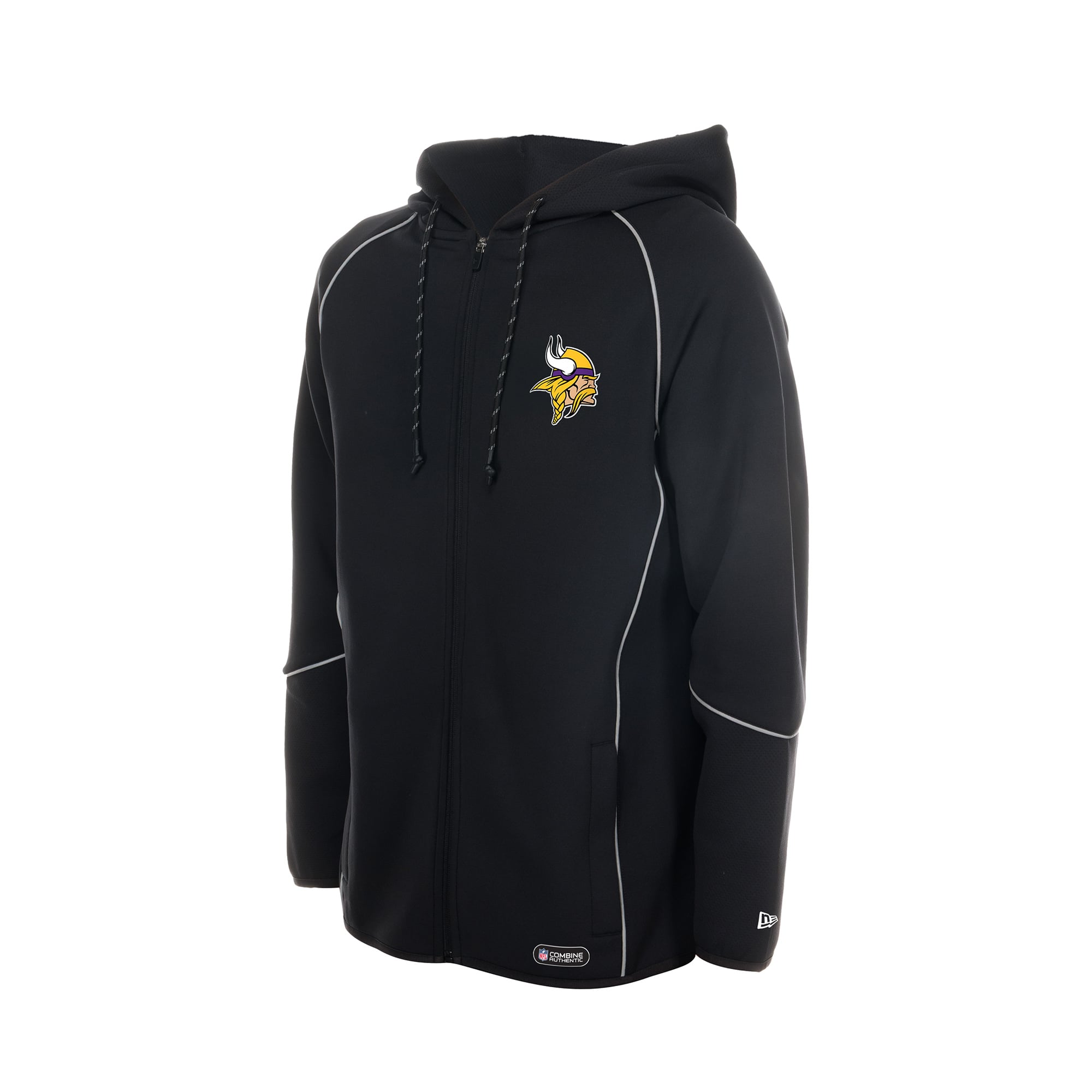 Men's New Era Black Minnesota Vikings Combine Authentic Raglan Full-Zip Hoodie
