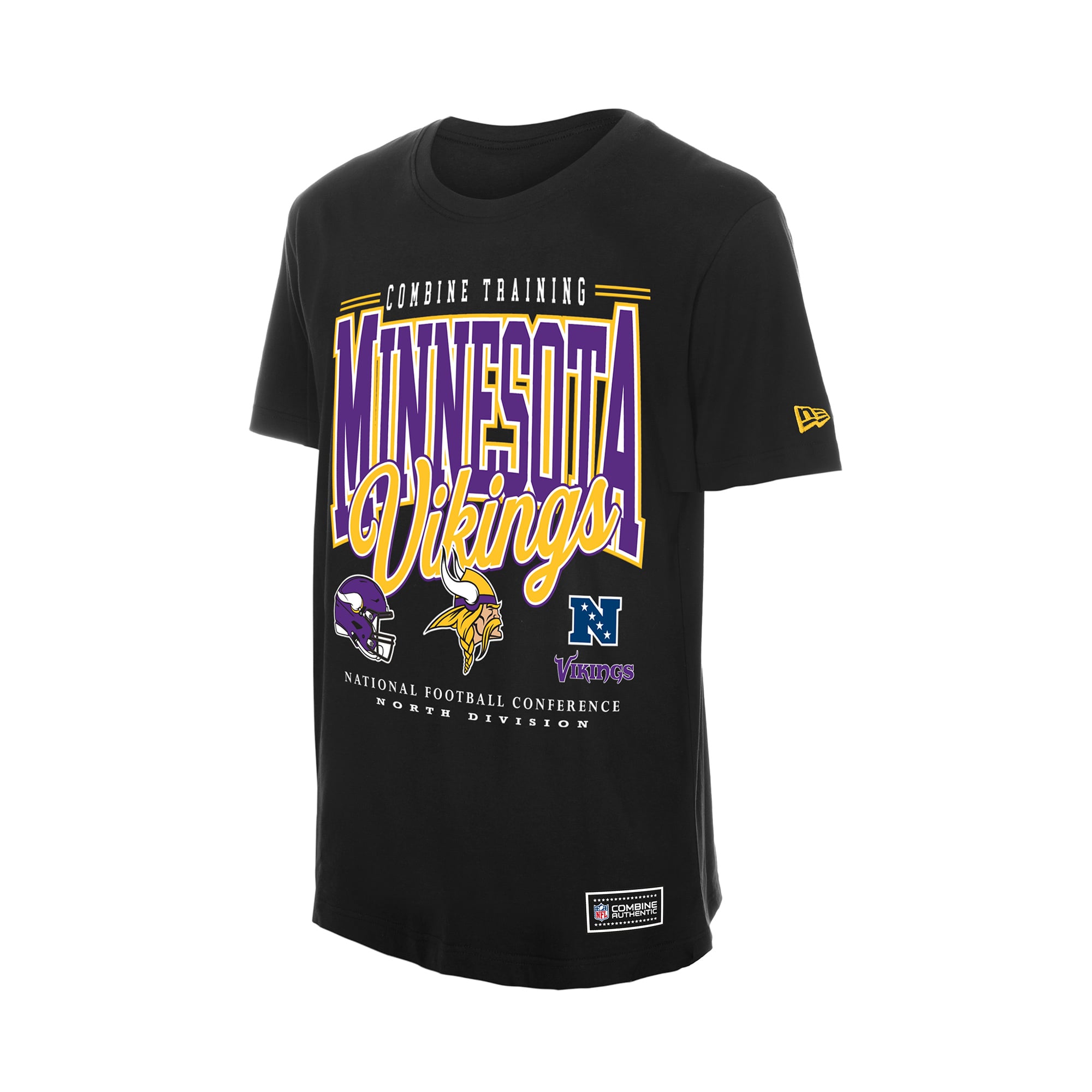 T-shirt authentique New Era noir Minnesota Vikings Combine pour homme