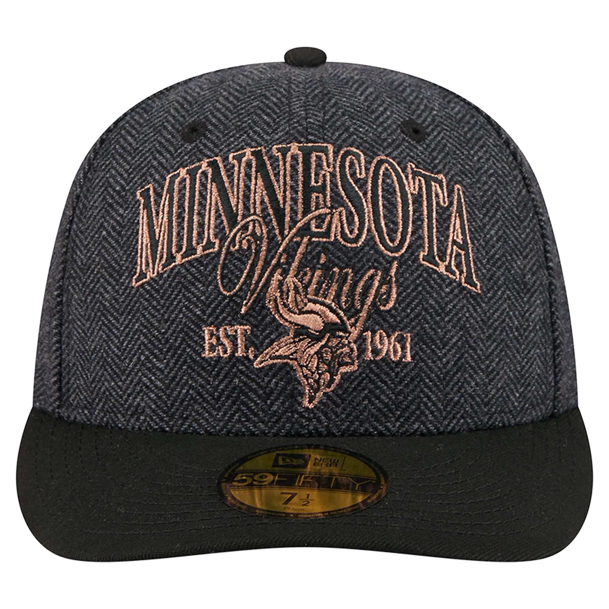 Casquette ajustée New Era 59FIFTY pour homme, noire, Minnesota Vikings, en fausse laine.