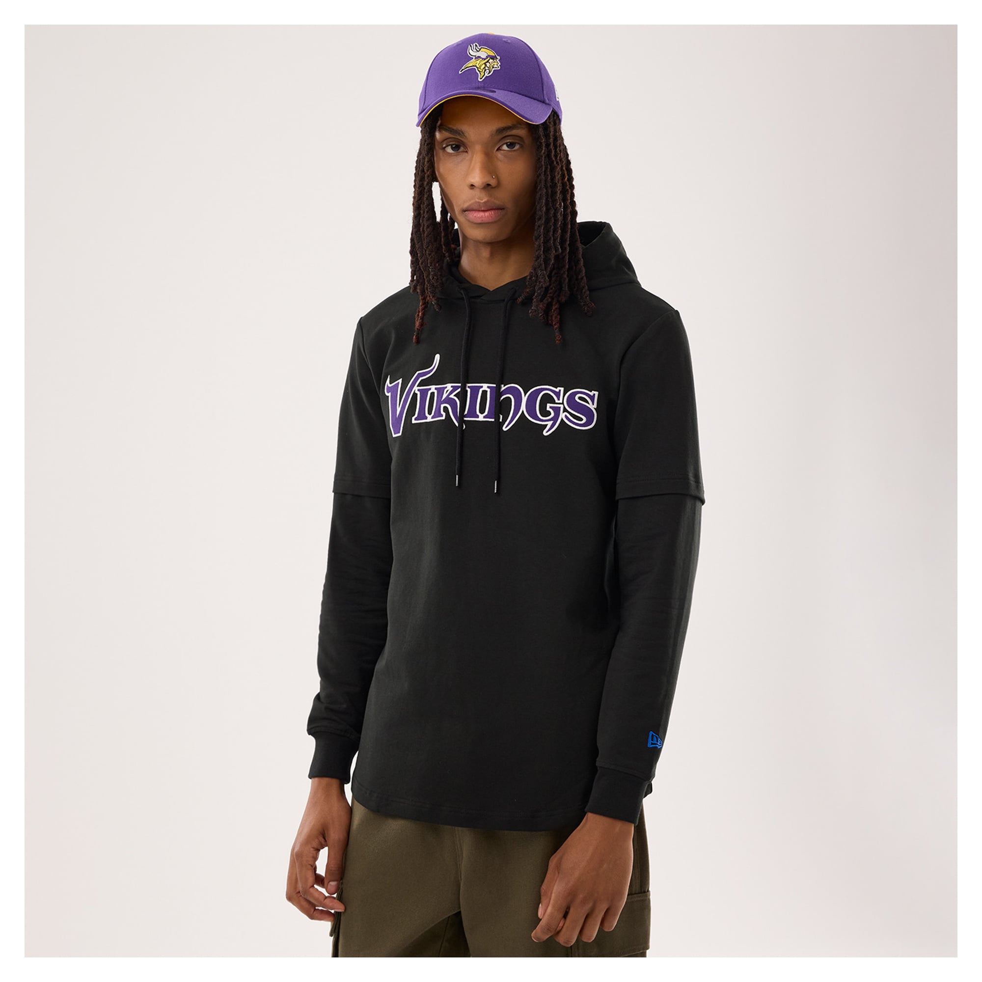 Men's New Era Black Minnesota Vikings Functional Fandom Twofer Hoodie