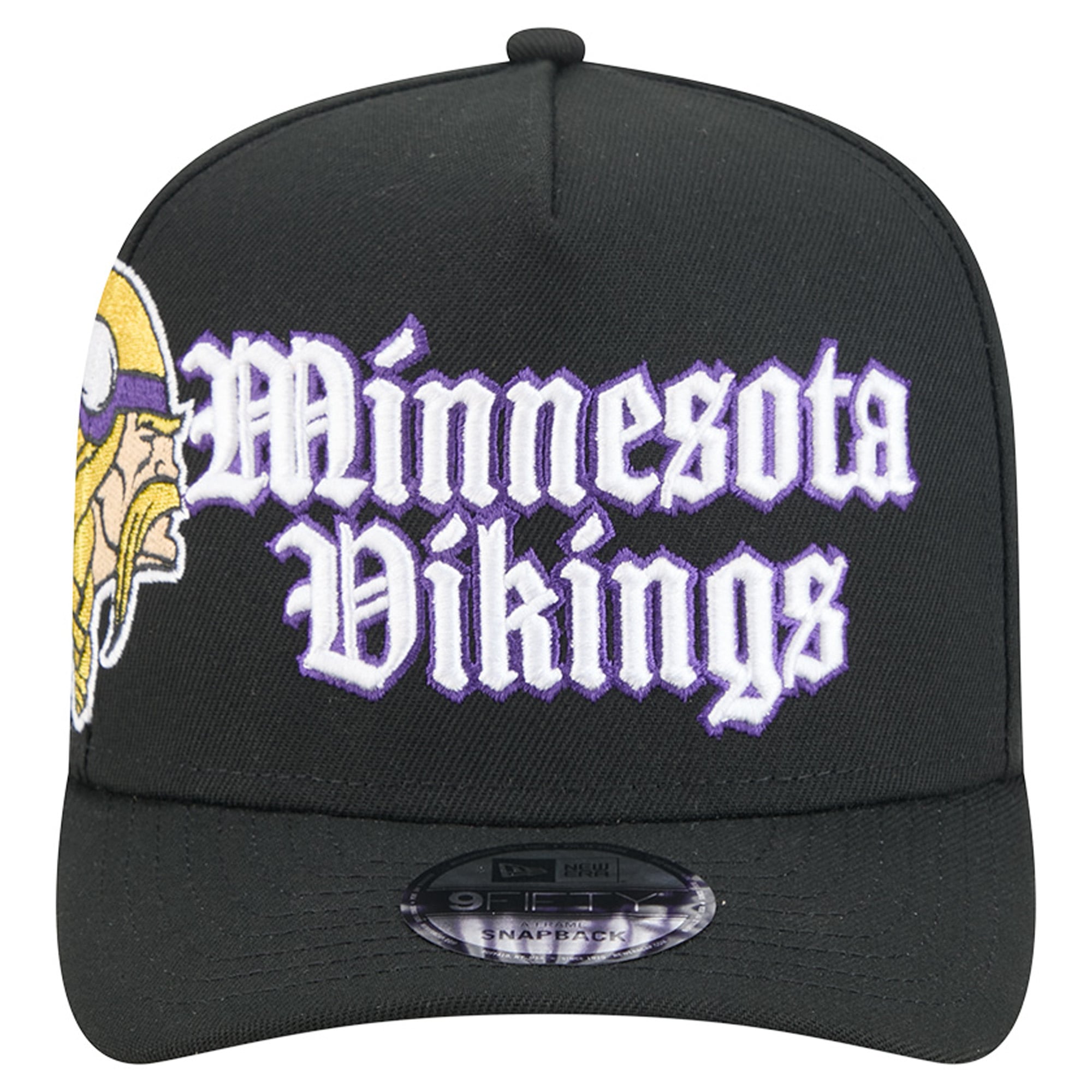 Men's New Era Black Minnesota Vikings Proud A-Frame 9FIFTY Snapback Hat