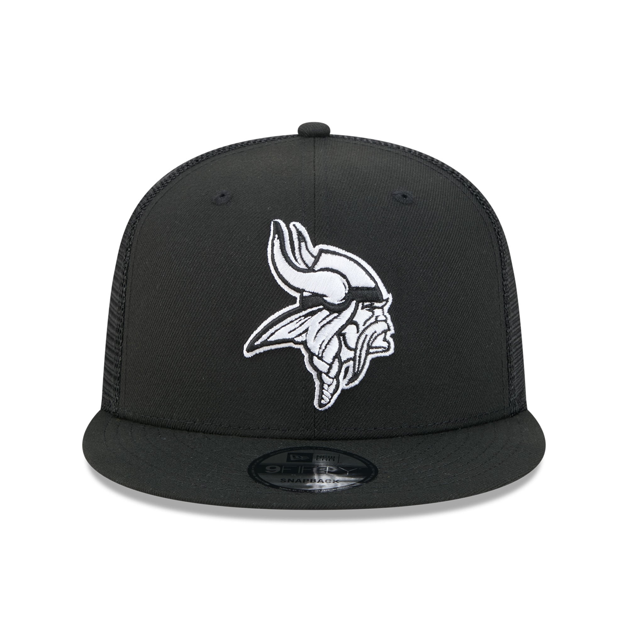 Casquette trucker snapback New Era 9FIFTY Minnesota Vikings noire et blanche pour homme