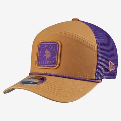  Minnesota Vikings New Era Team Patch Split Panel 9SEVENTY Adjustable Trucker Hat - Brown/Purple