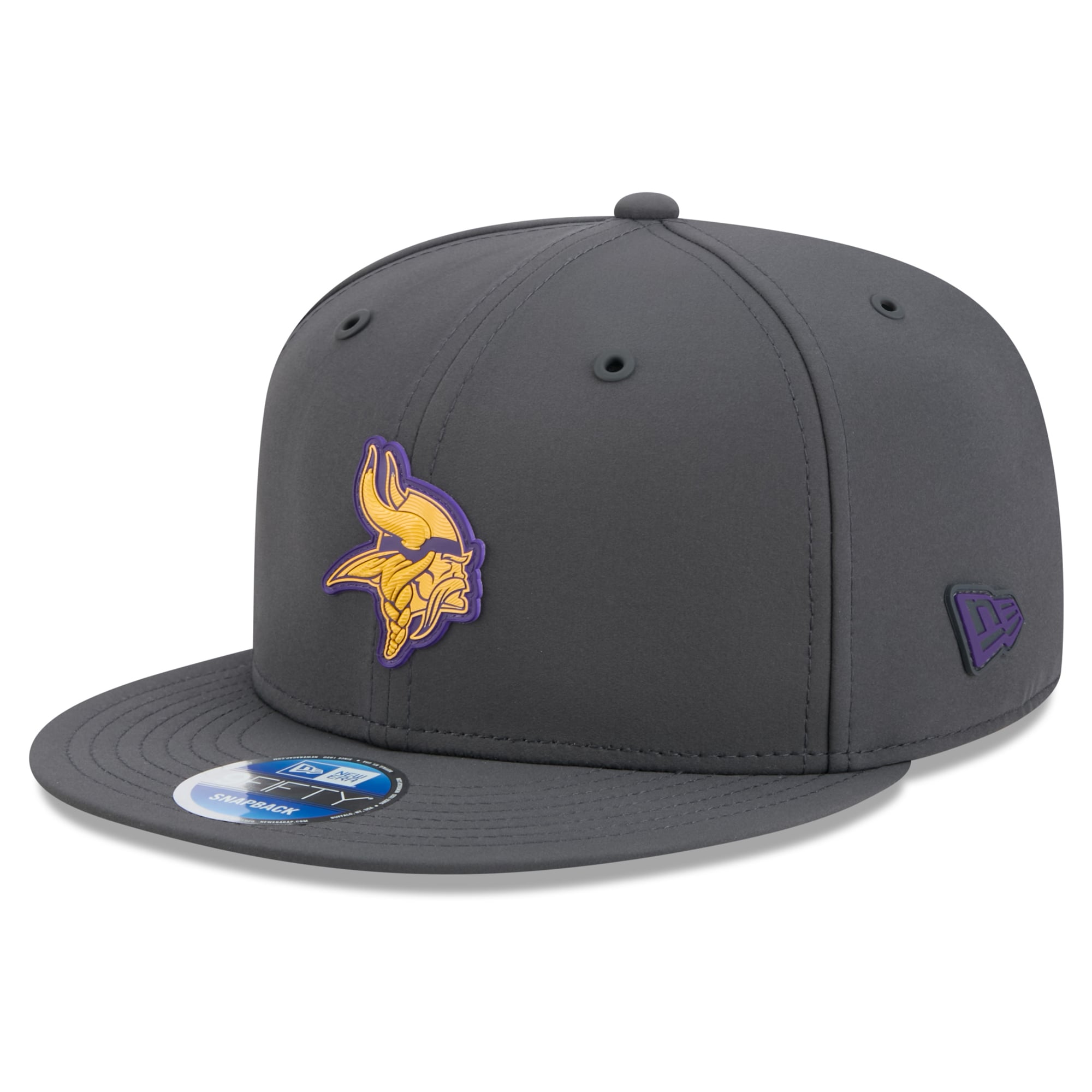 Casquette snapback New Era 9FIFTY pour homme, couleur anthracite, Minnesota Vikings 2026, idéale pour les temps froids.